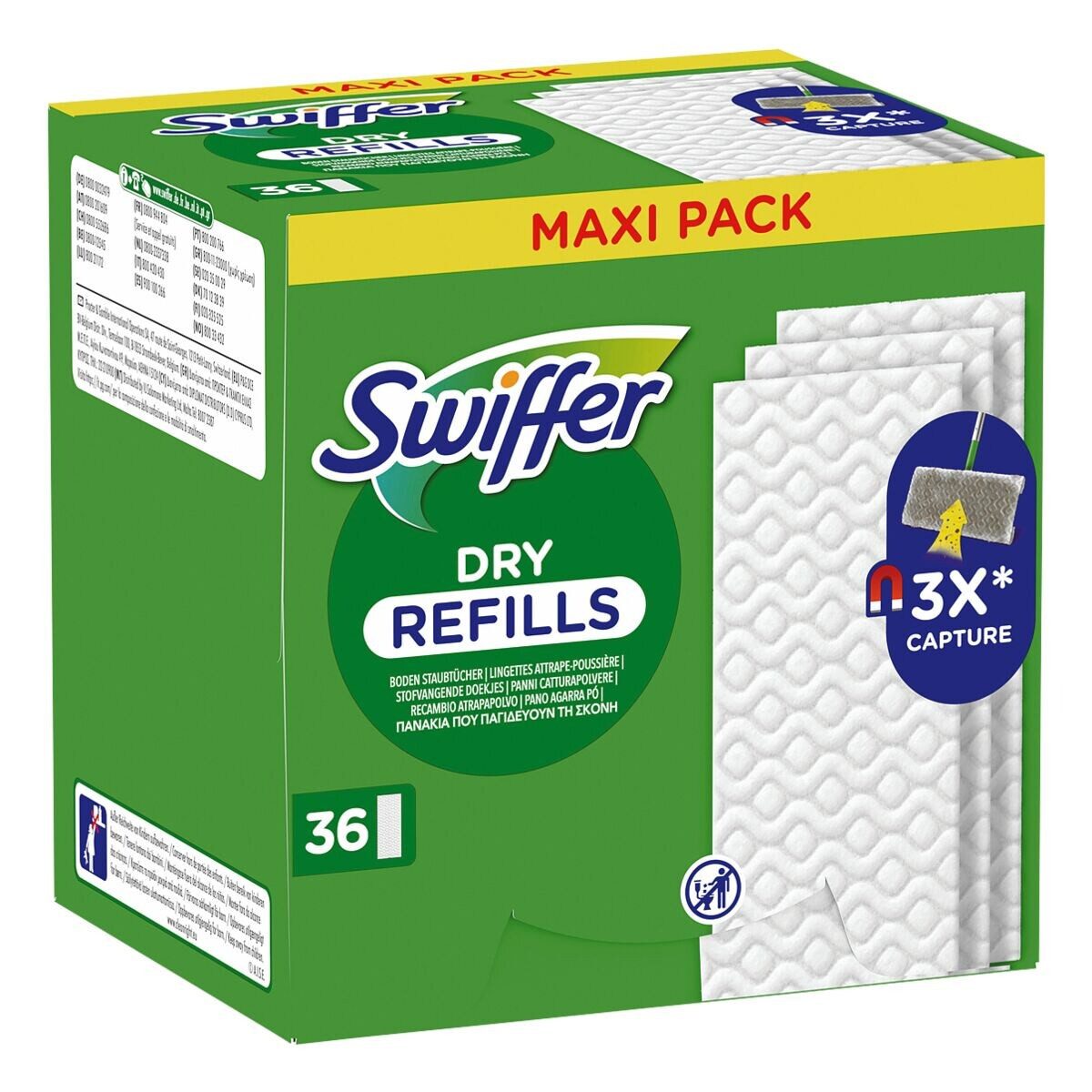 Swiffer DRY REFILLS Reinigungstücher (Nachfüllpack Trockene Bodentücher, 36 Stück)