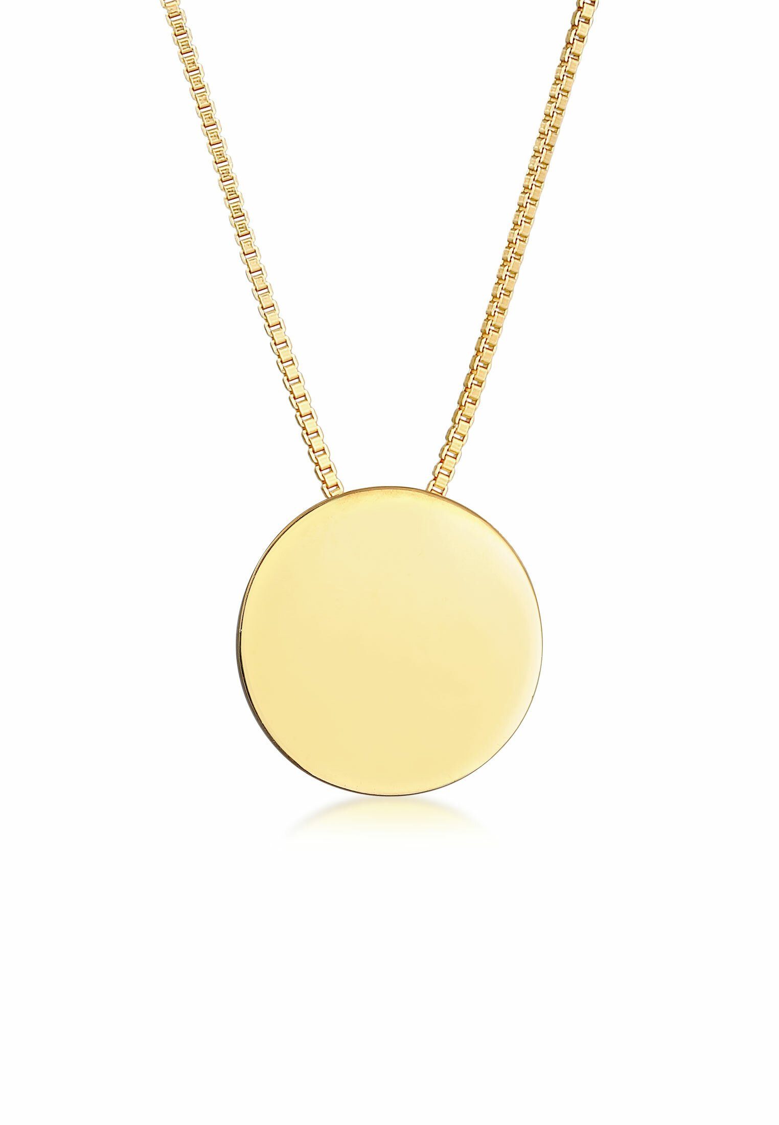 Elli Kette mit Anhänger Plättchen Münzen Disc Basic Style 925 Silber Gold