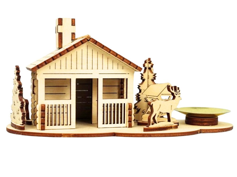 DeColibri Kreativset Bastelset Basteln Weihnachten Holz Waldhütte - Holzkunst aus Sachsen, (Bastelset), Made in Germany, aus Holz, bemalbar