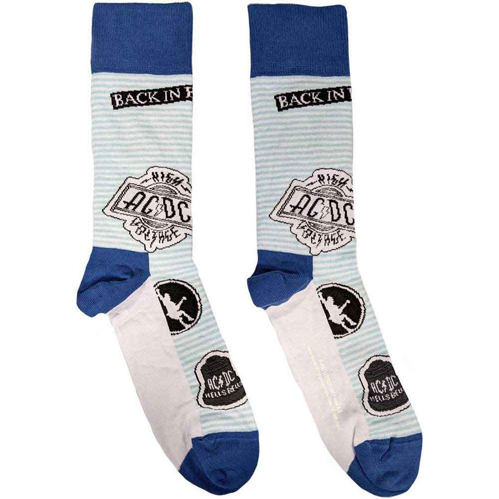 AC/DC Freizeitsocken Icons Blau Back In Black High Voltage Hells Bells Strümpfe