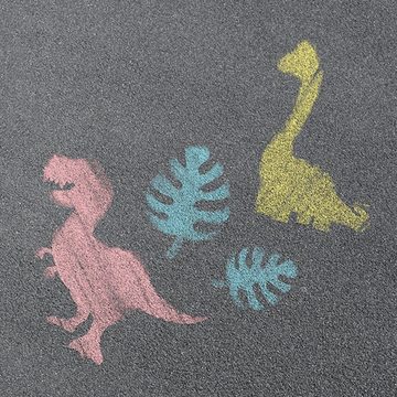 Toi-Toys Malstift Dino Straßenkreide mit Dinosaurier-Schablonen Kreide
