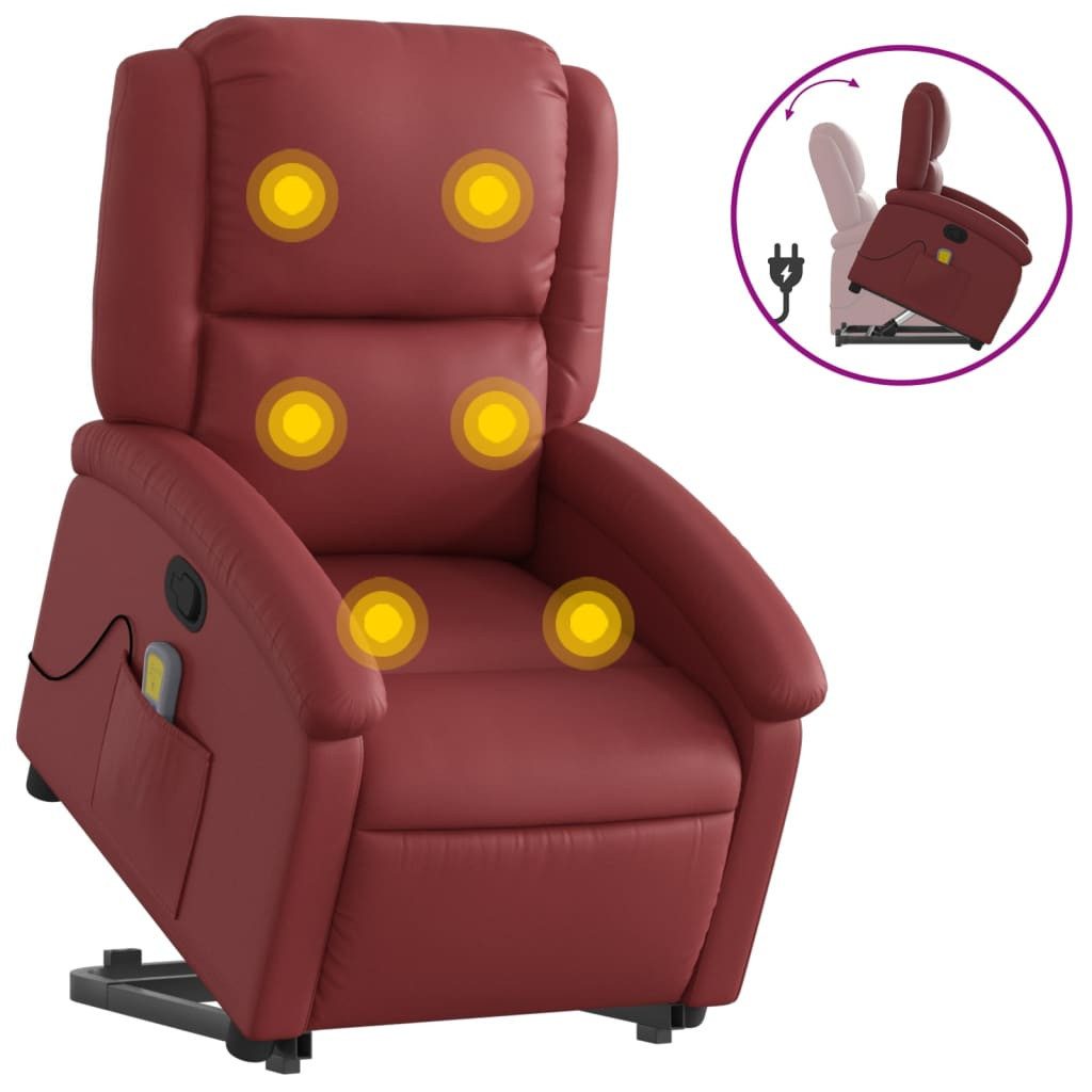 vidaXL Sessel Massagesessel mit Aufstehhilfe Weinrot günstig online kaufen
