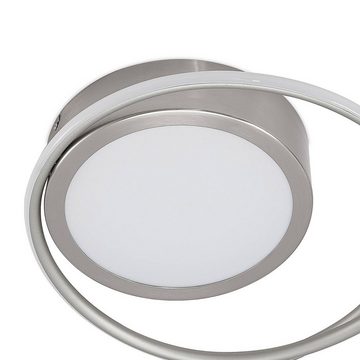 Lindby LED Deckenleuchte Bovia, dimmbar, LED-Leuchtmittel fest verbaut, Farbwechsel warmweiß / tageslicht, Modern, Eisen, Aluminium, Silikon, nickel satin, 1 flammig, inkl.