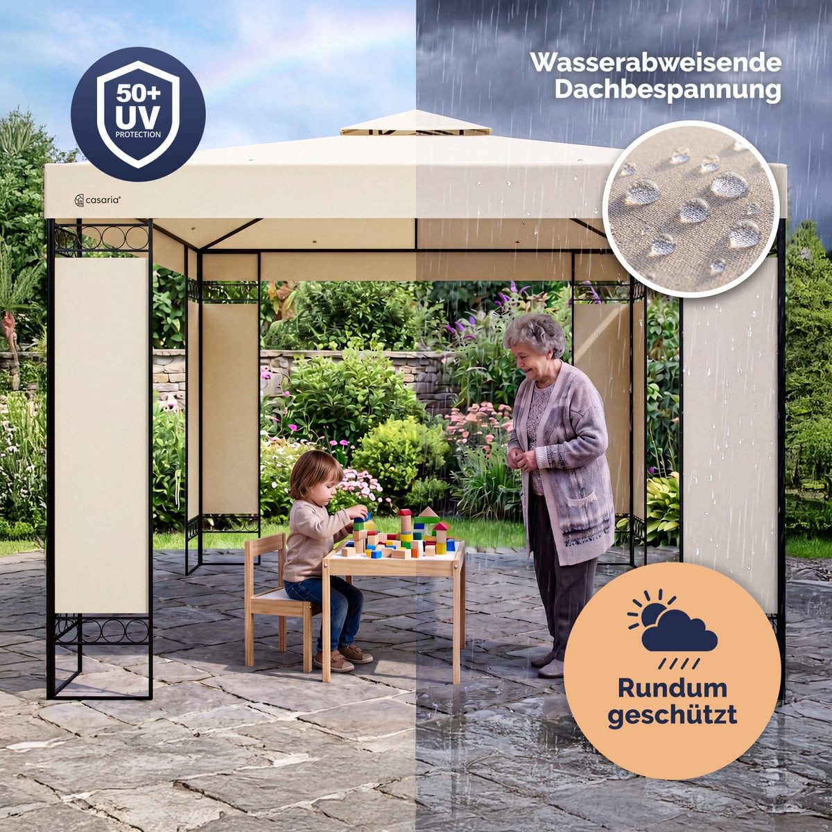 Casaria Pavillon Lorca, 3x3m UV-Schutz 50+ Wasserabweisend Stabil Robust Metall