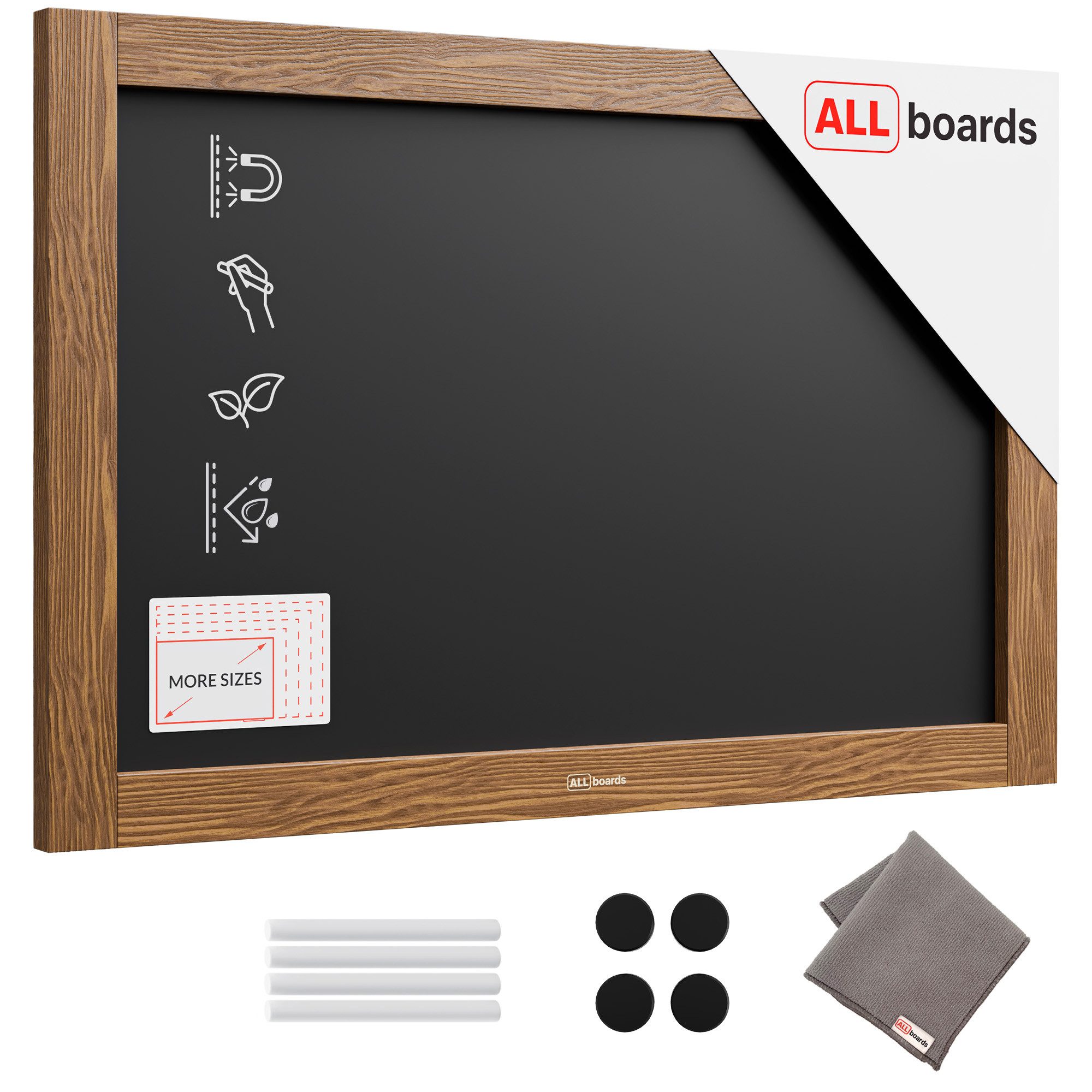 ALLboards Tafel ALLboards Kreidetafel Holzrahmen Schreibtafel Wandtafel