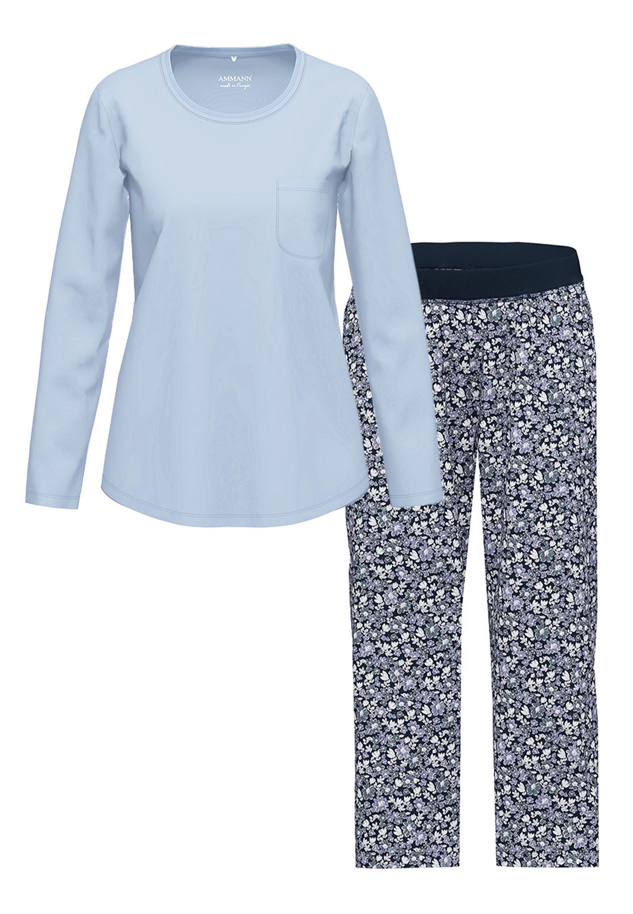 Ammann Pyjama Organic Cotton (Set, 2 tlg) Schlafanzug - Baumwolle - Dusty Blue