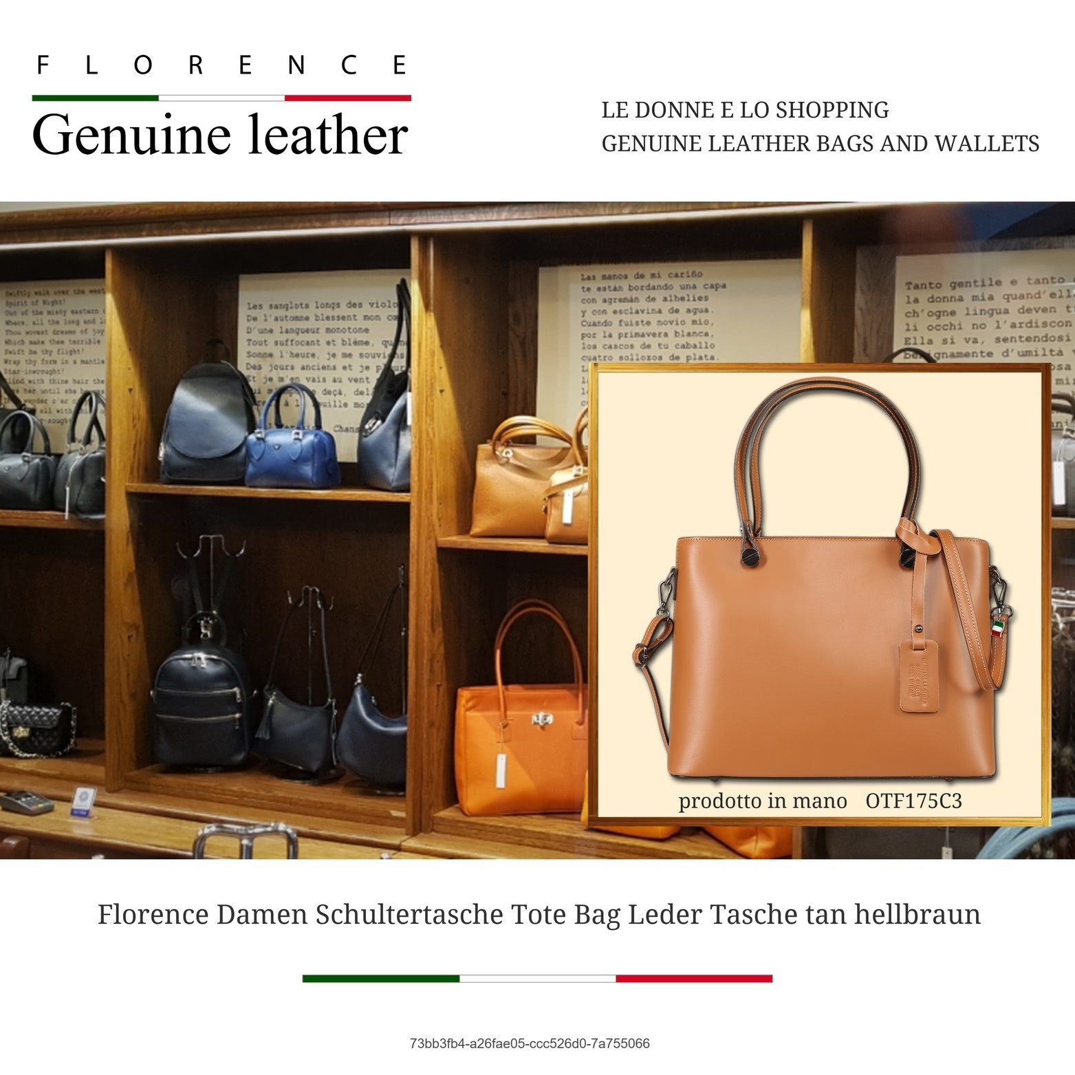 FLORENCE Schultertasche Florence Damen Schultertasche Tote Bag (Schultertasche, Schultertasche), Damen Tasche Echtes Leder tan, hellbraun