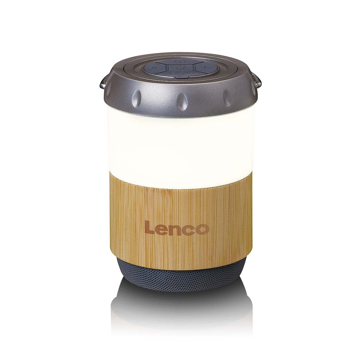 Lenco BTL-030BA Lautsprecher 1.0 (Bluetooth®, 3 W, Bluetooth-Laterne, Lautsprecher, Bambusdesign für Terrasse und Garten)
