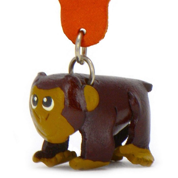 Monkimau Schlüsselanhänger Affen Schlüsselanhänger Leder Tier Figur (Packung)