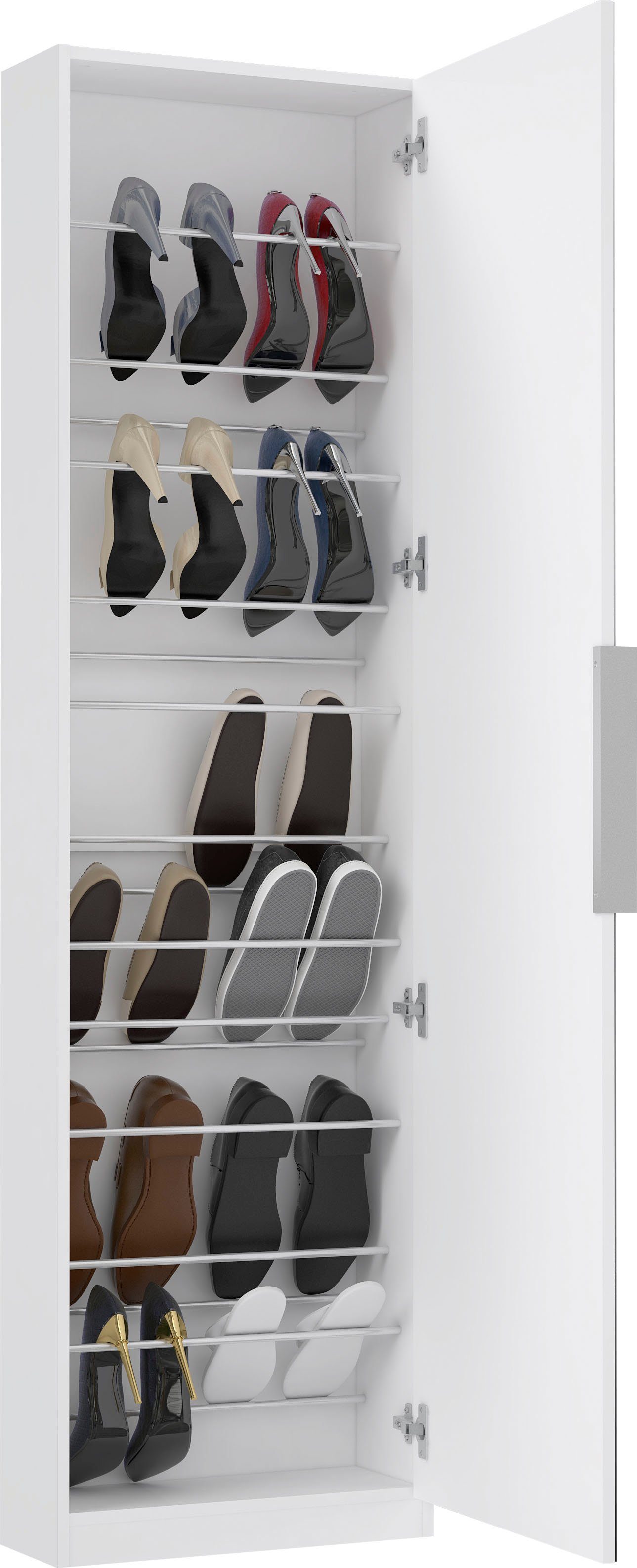 FORTE Schuhschrank Calma Schuhschrank, Spiegeltüre, 12 Paar Schuhe, Türanschlag wählbar (B/H/T : 50/179,7/20 cm) Schuhschrank mit Spiegeltüre, 180cm hoch, 12 Pa – Bild 4 von 5
