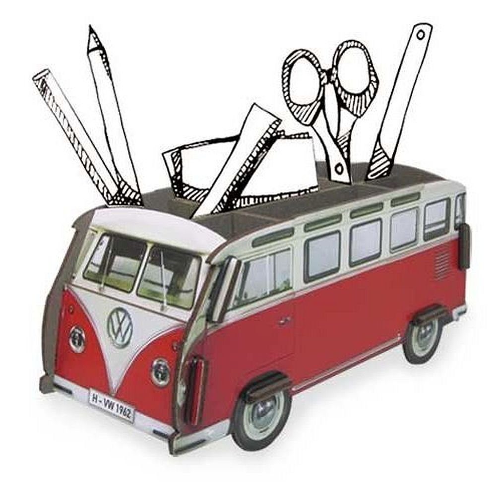 WERKHAUS® Aufbewahrungsbox Werkhaus Stifteköcher VW Bus Bulli Rot T1 WE2008