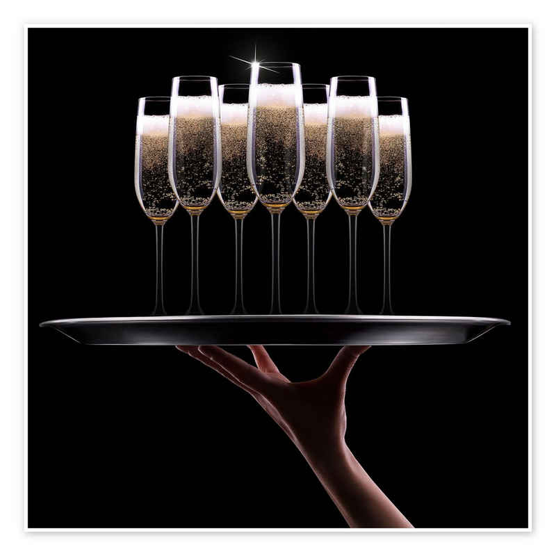 Posterlounge Poster Editors Choice, Tablett mit Champagner, Bar Fotografie