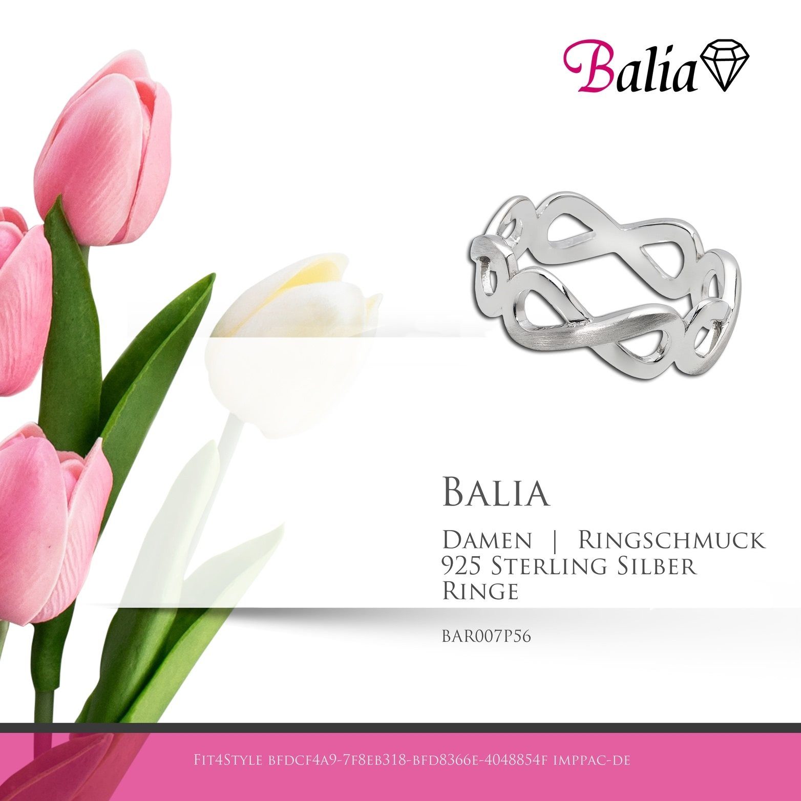 56 Balia mit Silberring Ring Größe (Unendlichkeit) (17,8), Damen Balia 925 Silber Sterling Fingerring für Silber (Fingerring),