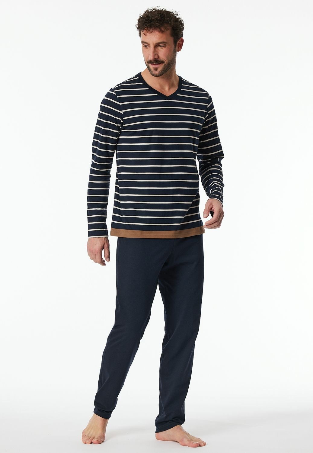 Schiesser Pyjama Casual Nightwear (Set, 2 tlg) langarm, V-Ausschnitt, Strei günstig online kaufen