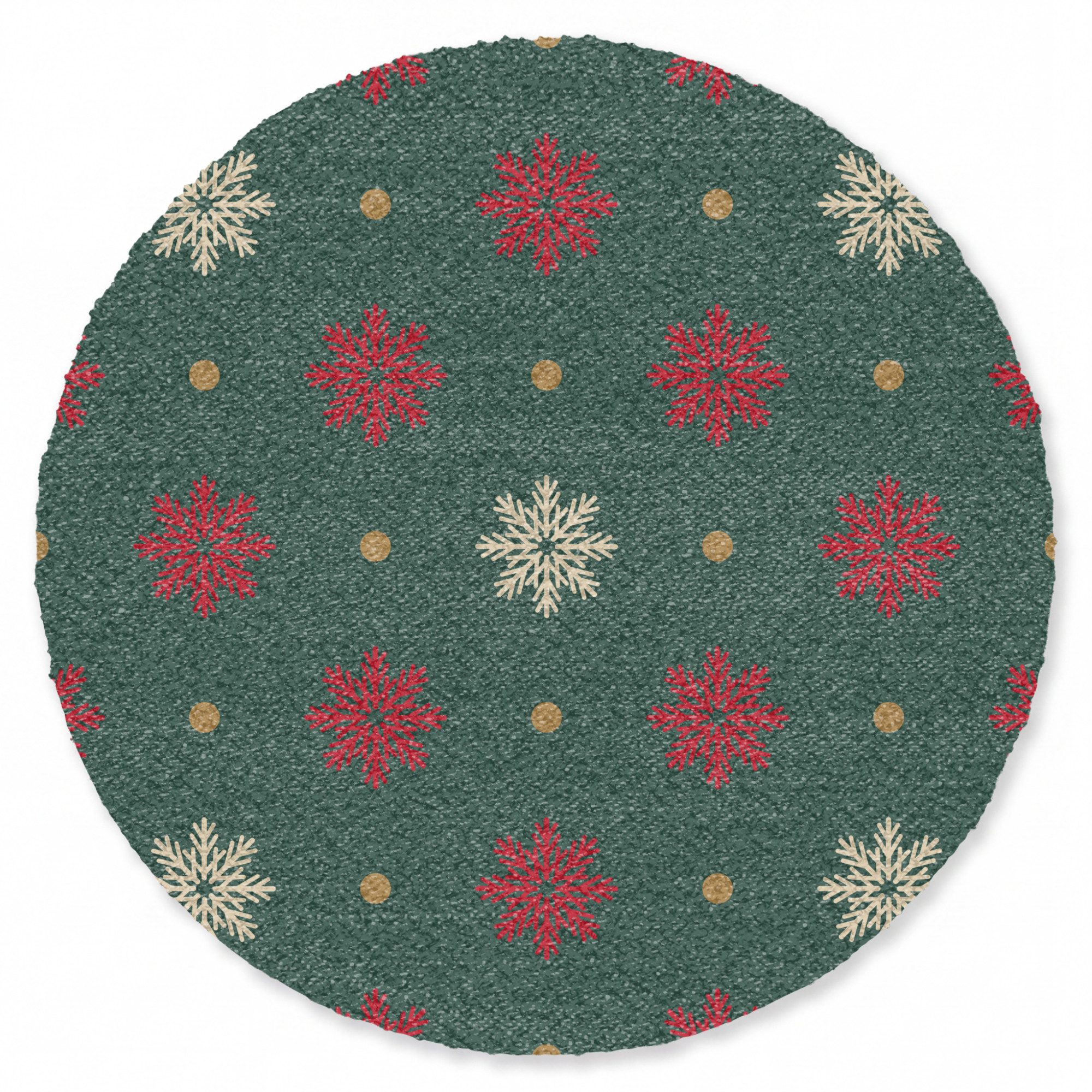 MuchoWow Fußmatte Rund Illustration - Schneeflocken - Grün, Rechteckig, Sauberlaufmatte, Fußabtreter, Türvorleger 120x120 cm
