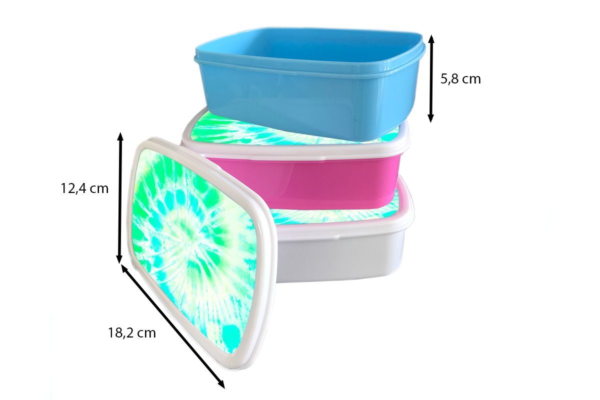 MuchoWow und Lunchbox für - (2-tlg), Erwachsene, weiß und Kunststoff, Grün Mädchen Krawattenfärbung für Brotbox - Brotdose, Jungs Farbe, Kinder