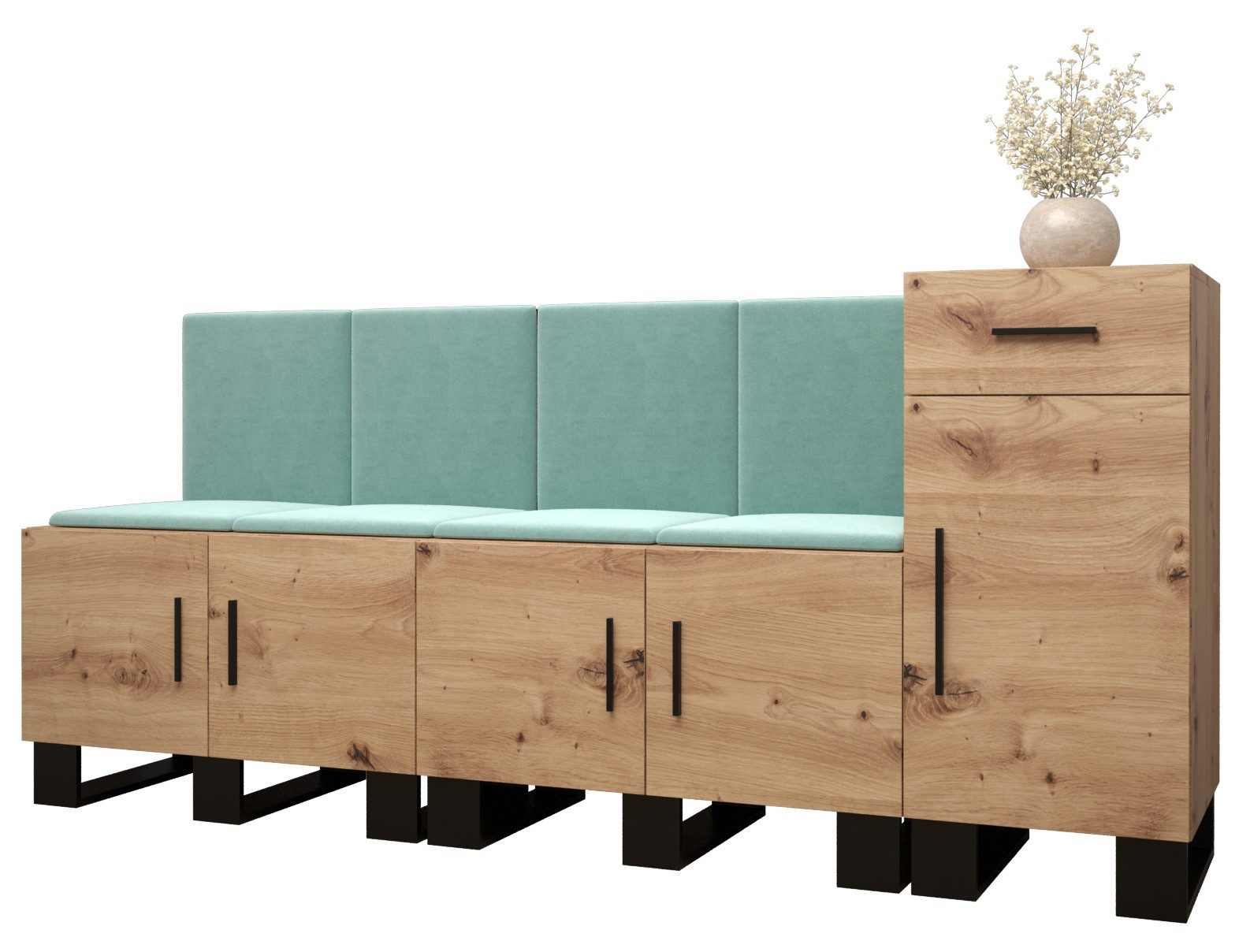 ABIKS MÖBEL Garderoben-Set ARTIN Set 17 Garderobe mit gepolsterten Paneelen, Industriell Design