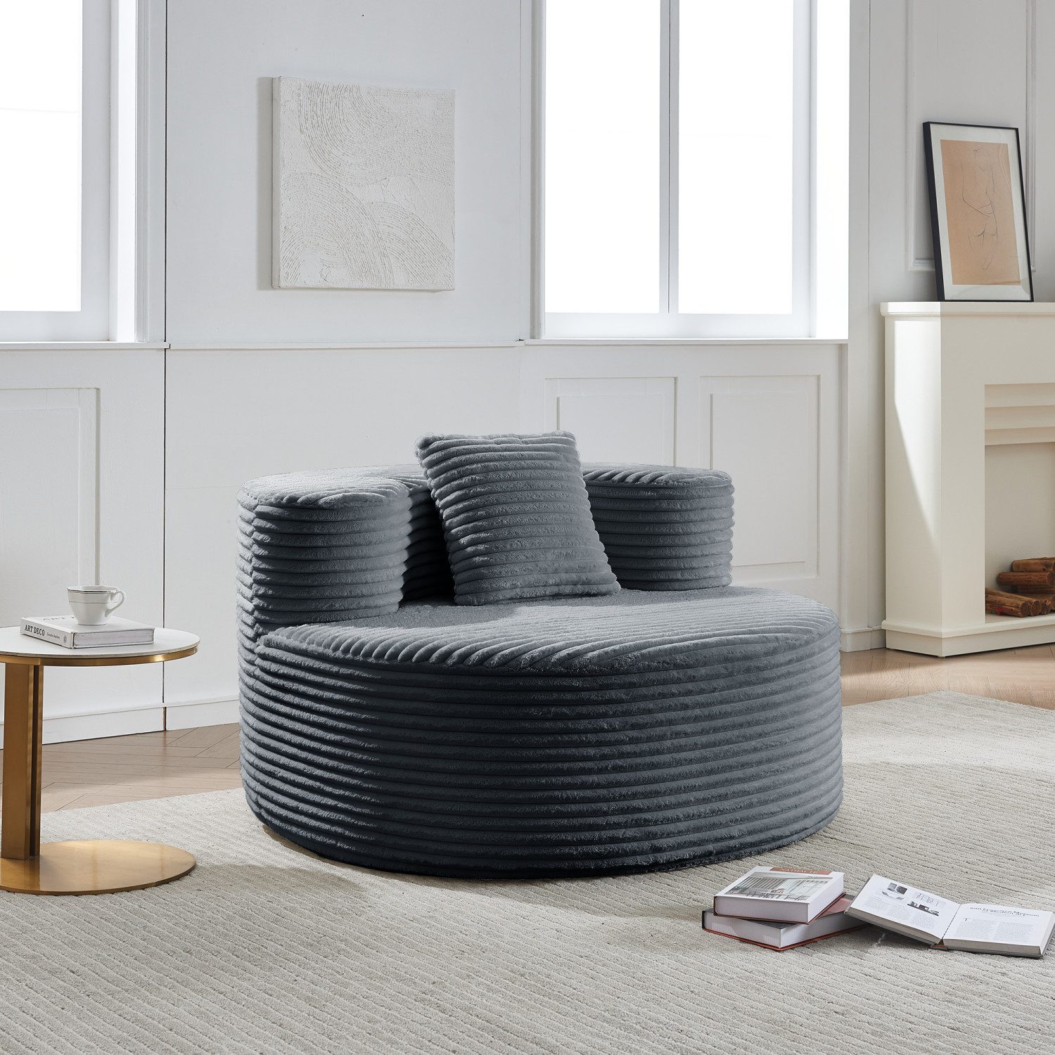 ANYSUN Sitzsack Sofa Einzelsofa,Sessel,Cloud Couch,Sofa Indoor Lounge (rundes Design für Lesen,-Kein Zusammenbau, Abriebfester Lounge Sessel), für Erwachsene & Jugendliche,Wohnzimmer, Schlafzi