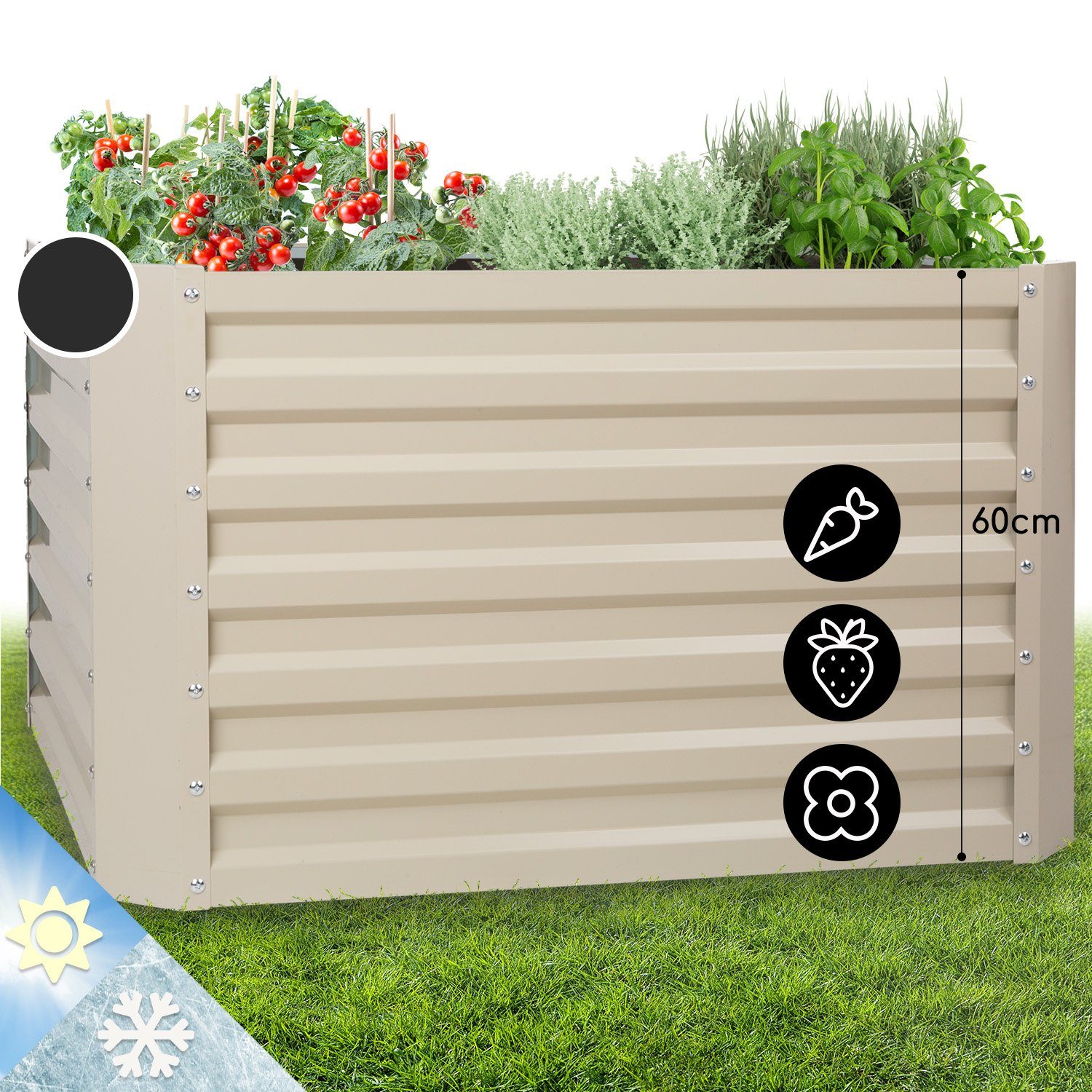 blumfeldt Hochbeet High Grow Straight Hochbeet Metall, Hochbeet Metall Balkon Pflanzkasten Pflanzkübel Blumenkasten