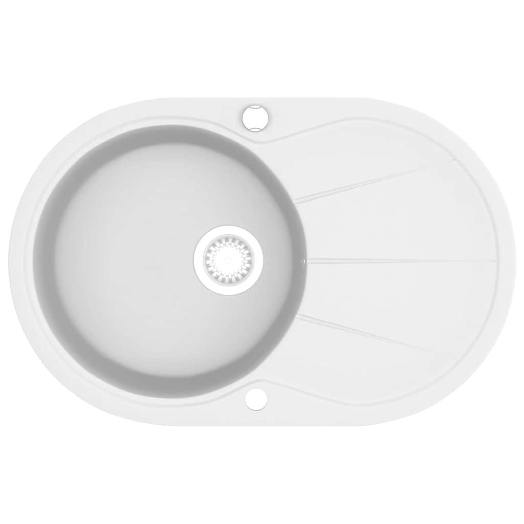 vidaXL Granitspüle Granitspüle Einzelbecken Oval Weiß, Oval, 50/78 cm