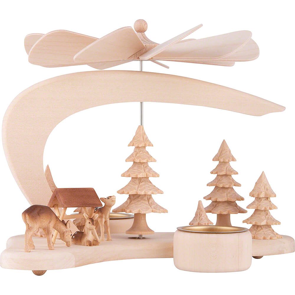 RATAGS Kunsthandwerk Weihnachtspyramide 1-stöckige Pyramide Rehfamilie (17cm) von RATAGS Holzdesign