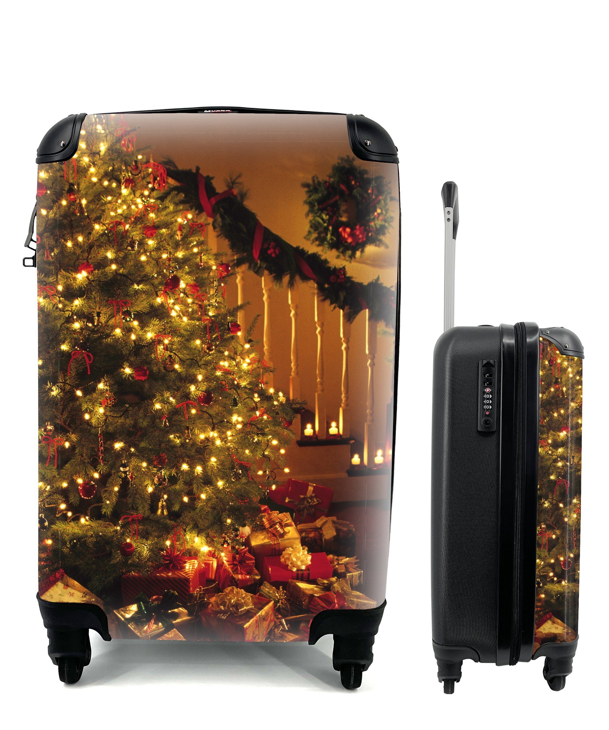 Reisekoffer Trolley, Handgepäckkoffer für 4 Ferien, mit - Weihnachten Rollen, Weihnachtsschmuck, MuchoWow Weihnachtsbaum - Handgepäck rollen, Reisetasche