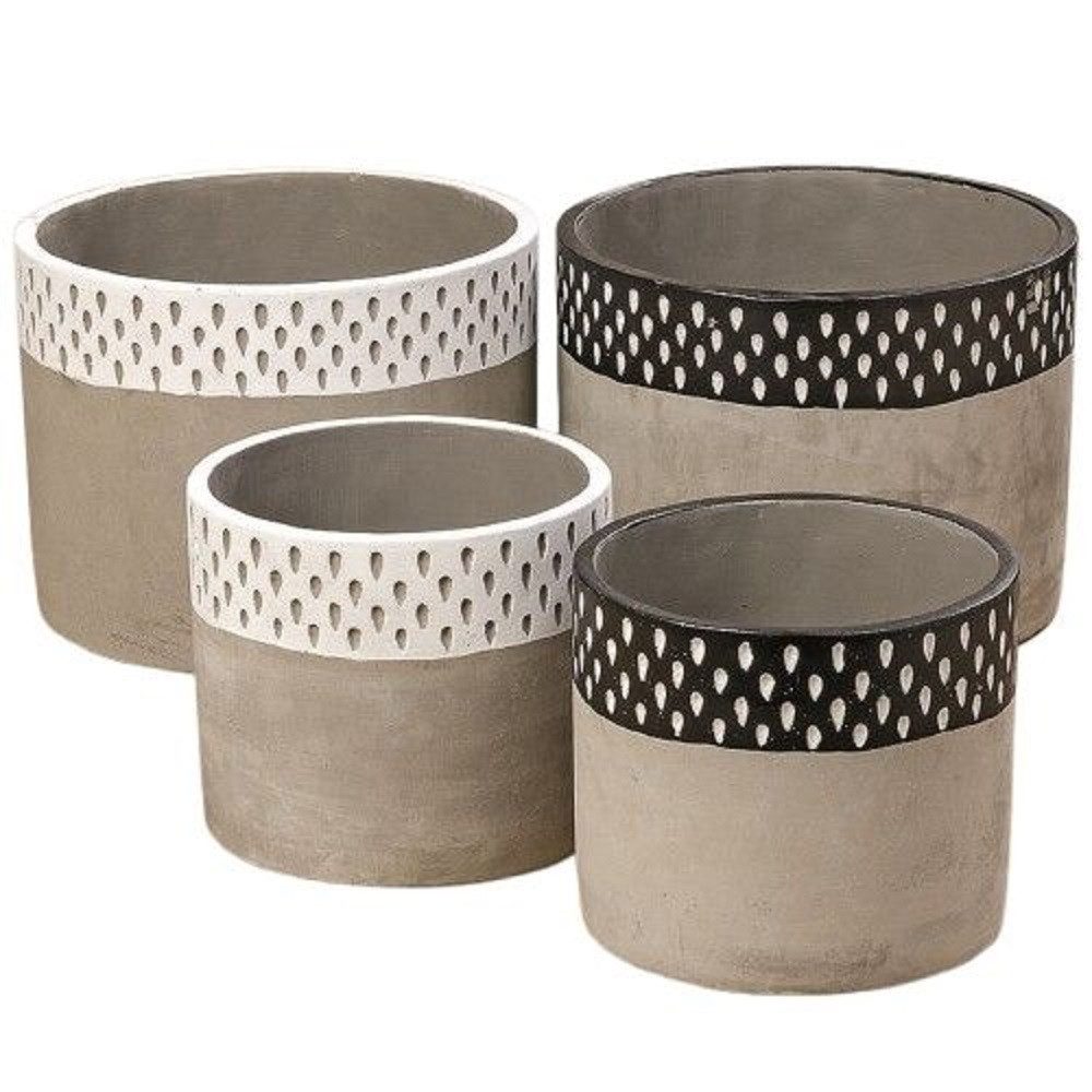 BOLTZE GRUPPE GmbH Übertopf Pflanztopf Lyrical Beton weiß/schwarz 2er Set