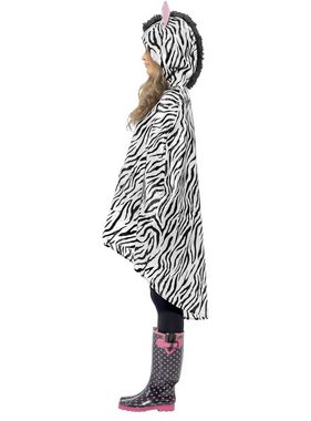 Smiffys Kostüm Festival Poncho Zebra, Tierischer Regenschutz für Festival und Event