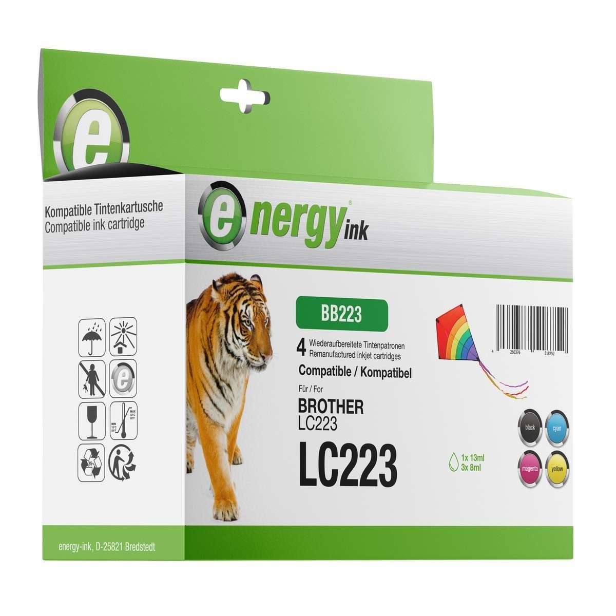 Energy-ink Multipack BB223 ersetzt Brother Patronen LC223VALDP bk/c/m/y Tintenpatrone (kompatibel, mehrfarbig)