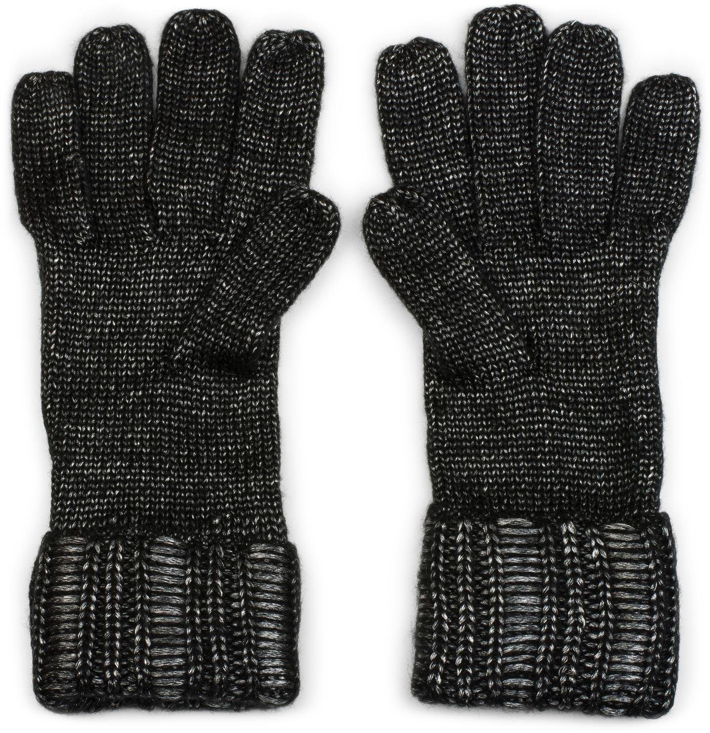 Schwarz Handschuhe styleBREAKER Glänzende meliert Strick Strickhandschuhe