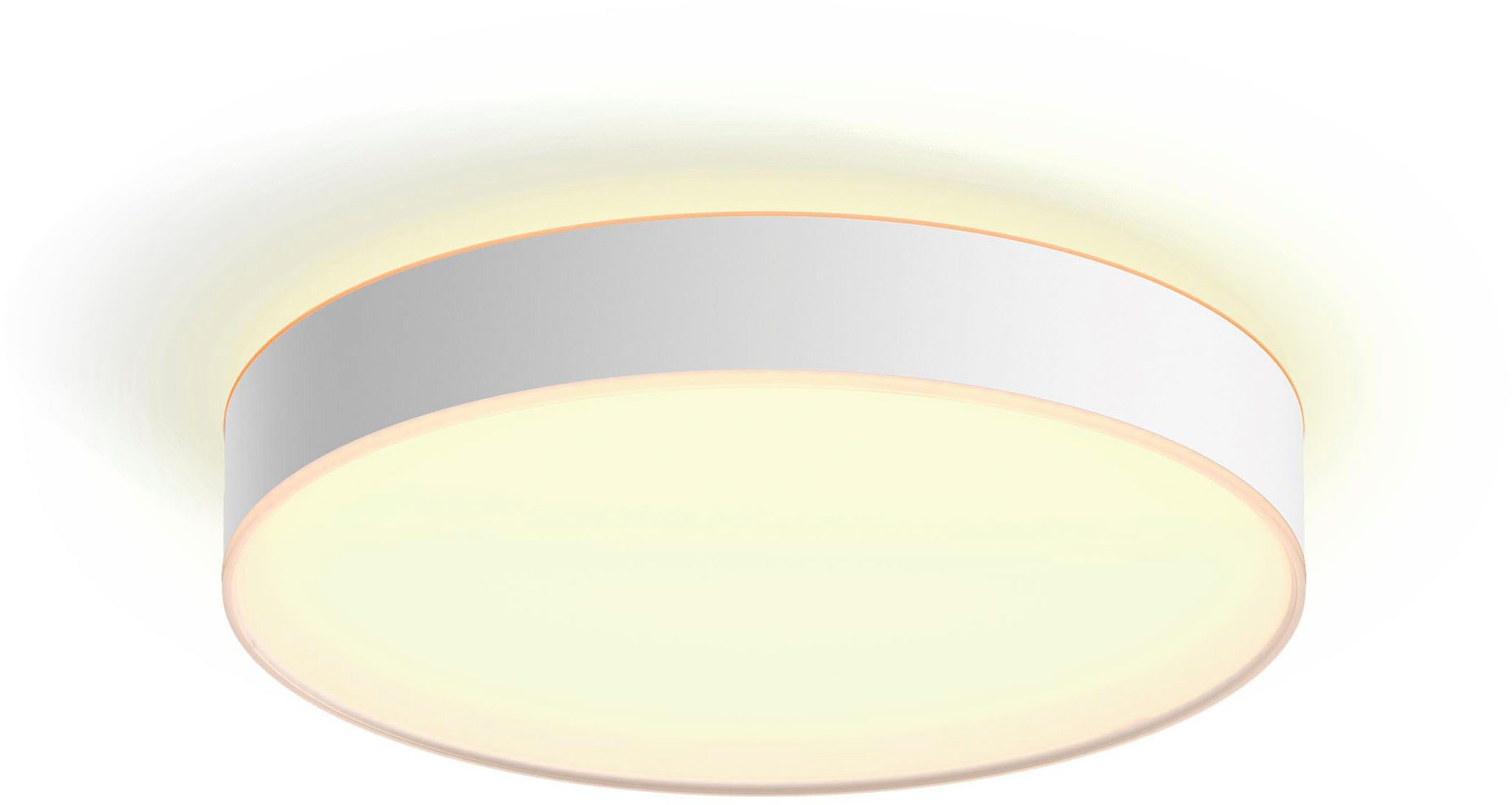 Philips Hue LED Deckenleuchte White Ambiance Enrave Deckenleuchte L, Abschaltautomatik, Bluetooth, CCT - über Fernbedienung, Dimmer, Dimmfunktion, Farbsteuerung, Fernbedienung, Infrarot inkl., Leuchtdauer einstellbar, Memoryfunktion, Nachtlichtfunktion, Smart Home, Timerfunktion, dimmbar über Fernbedienung, erweiterbar, mehrere Helligkeitsstufen, LED fest integriert, warmweiß - kaltweiß, inkl. Philips Hue Dimmschalter