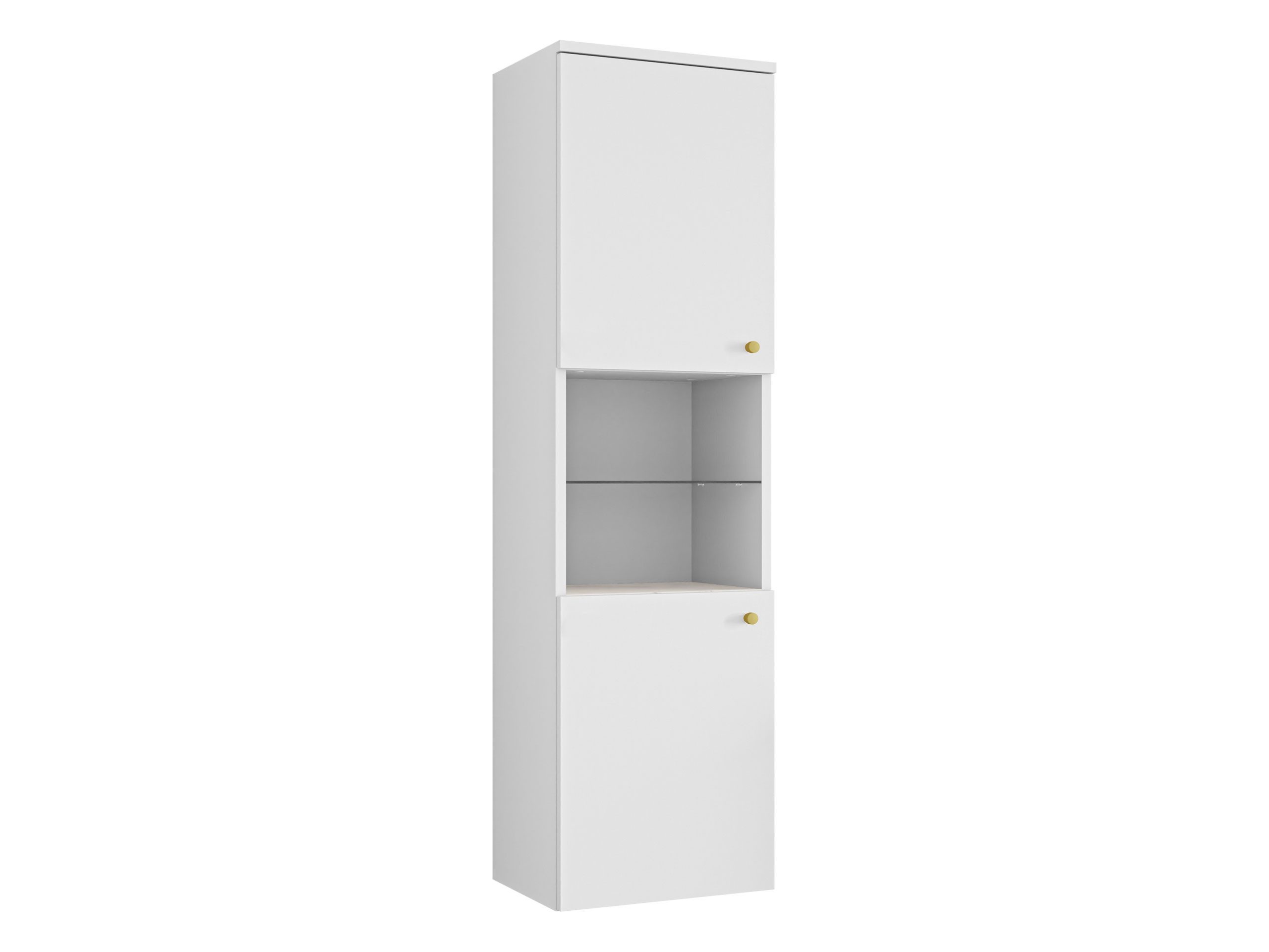 MIRJAN24 Hochschrank Kertos (mit zwei Drehtüren) Einlegeboden aus gehärtetem Glas, Aluminiumgriffe