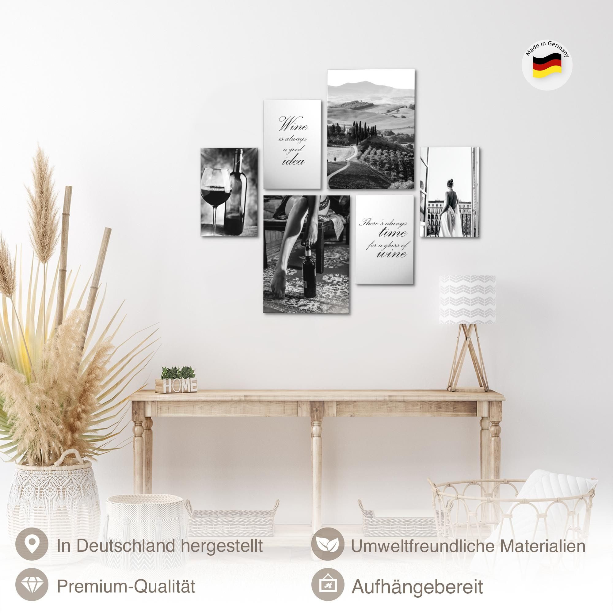 Novart Wandbild Wein Fashion KEIN EXTRA RAHMEN Modern Deko Esszimmer Küche N036563a, 102L x 84B cm