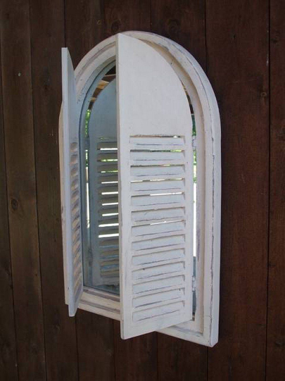 Deko-Impression Wandspiegel Wandspiegel,Fensterläden,Landhausstil, creme,Shabby-Chic (1-St)