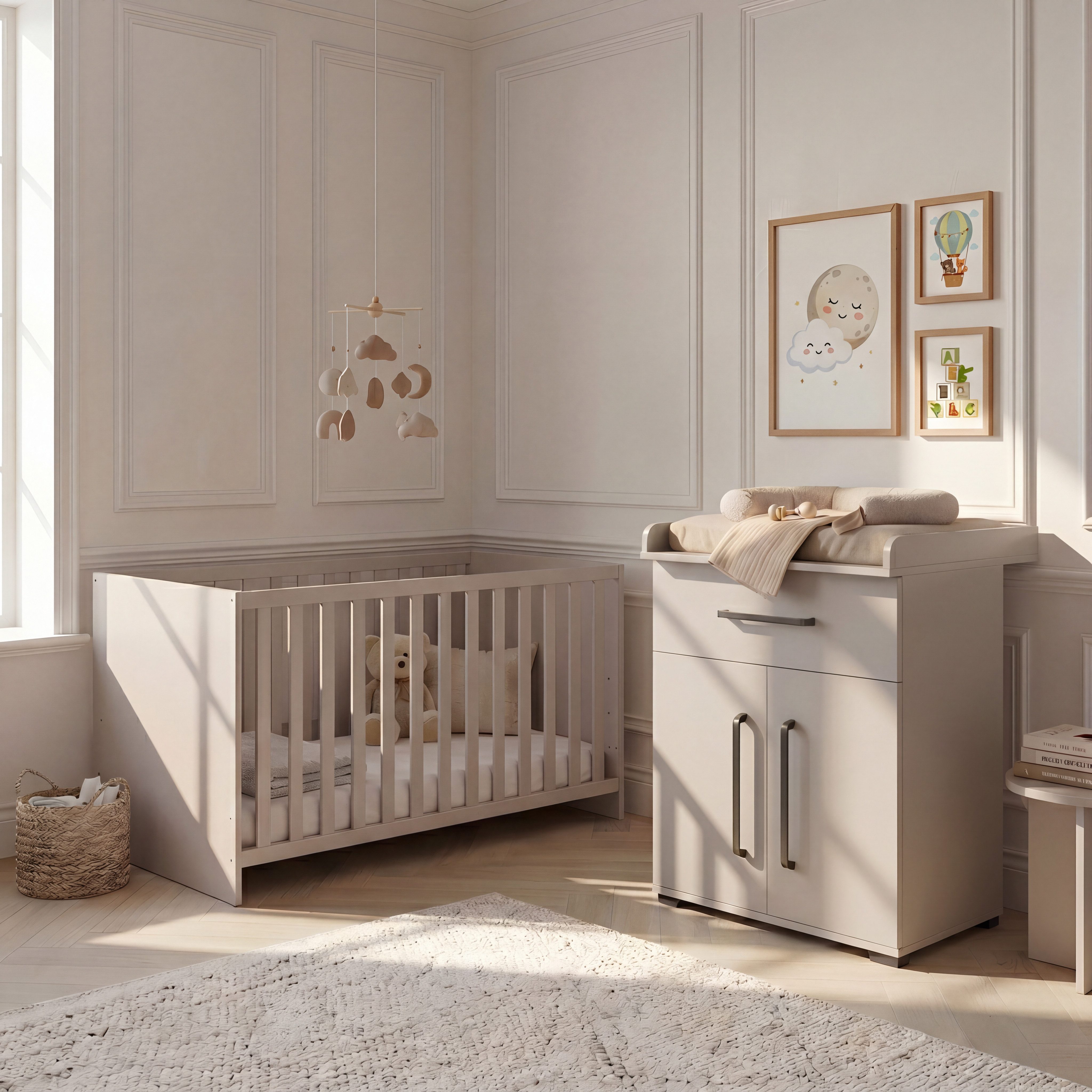 arthur berndt Babybett Essentials, Made in Germany; mit Schlupfsprossen;Mitwachsend; 4x höhenverstellbar