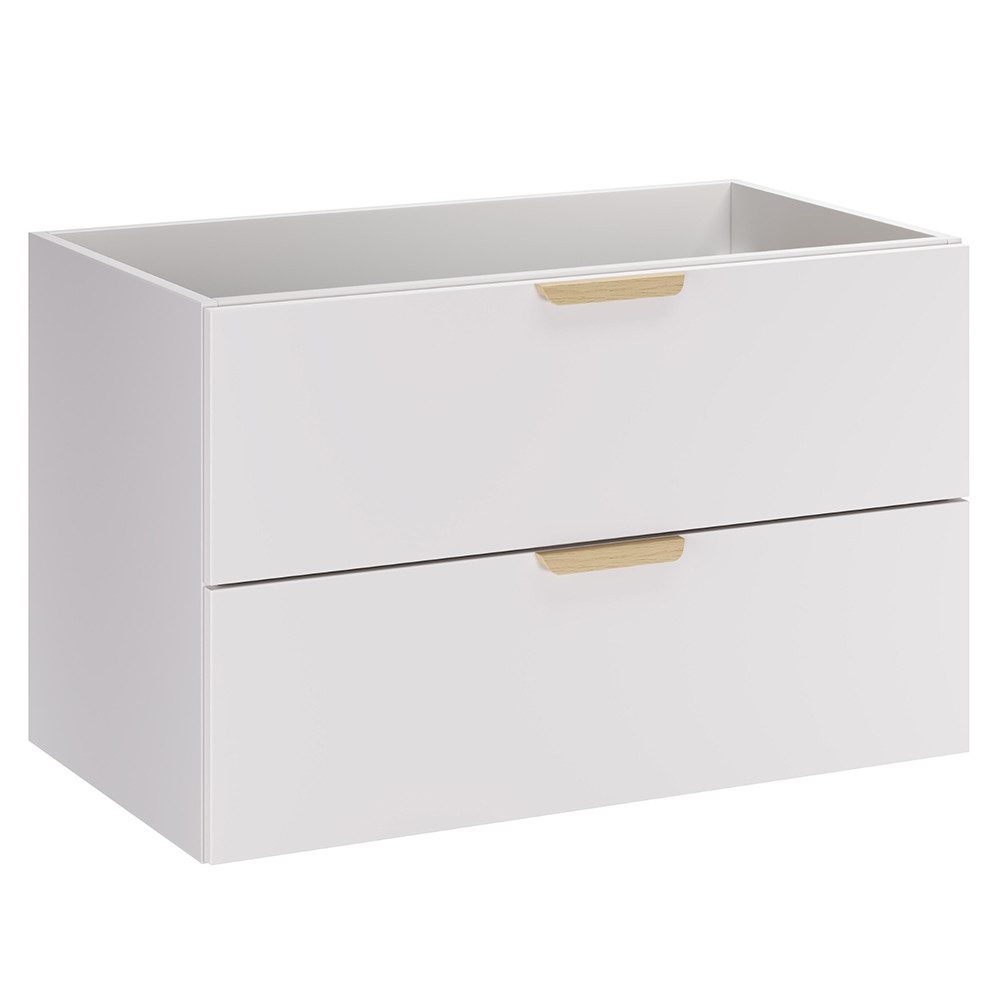 Lomadox Waschbeckenschrank ALASSIO-56 Waschtischunterschrank, 80cm, Weiß matt, 2 Schubladen