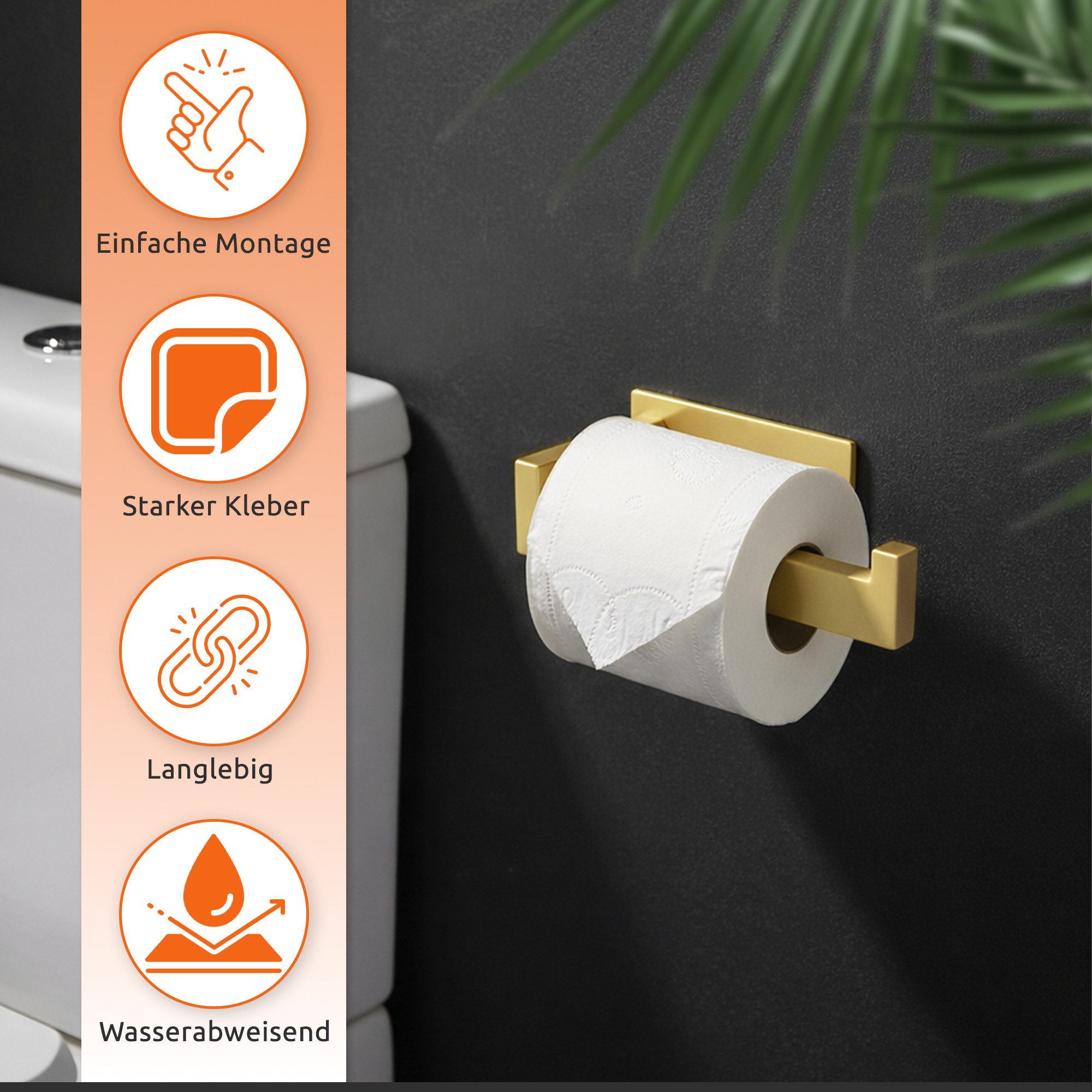 ECENCE Toilettenpapierhalter ohne Bohren selbstklebend Edelstahl 304 – Bild 2 von 5