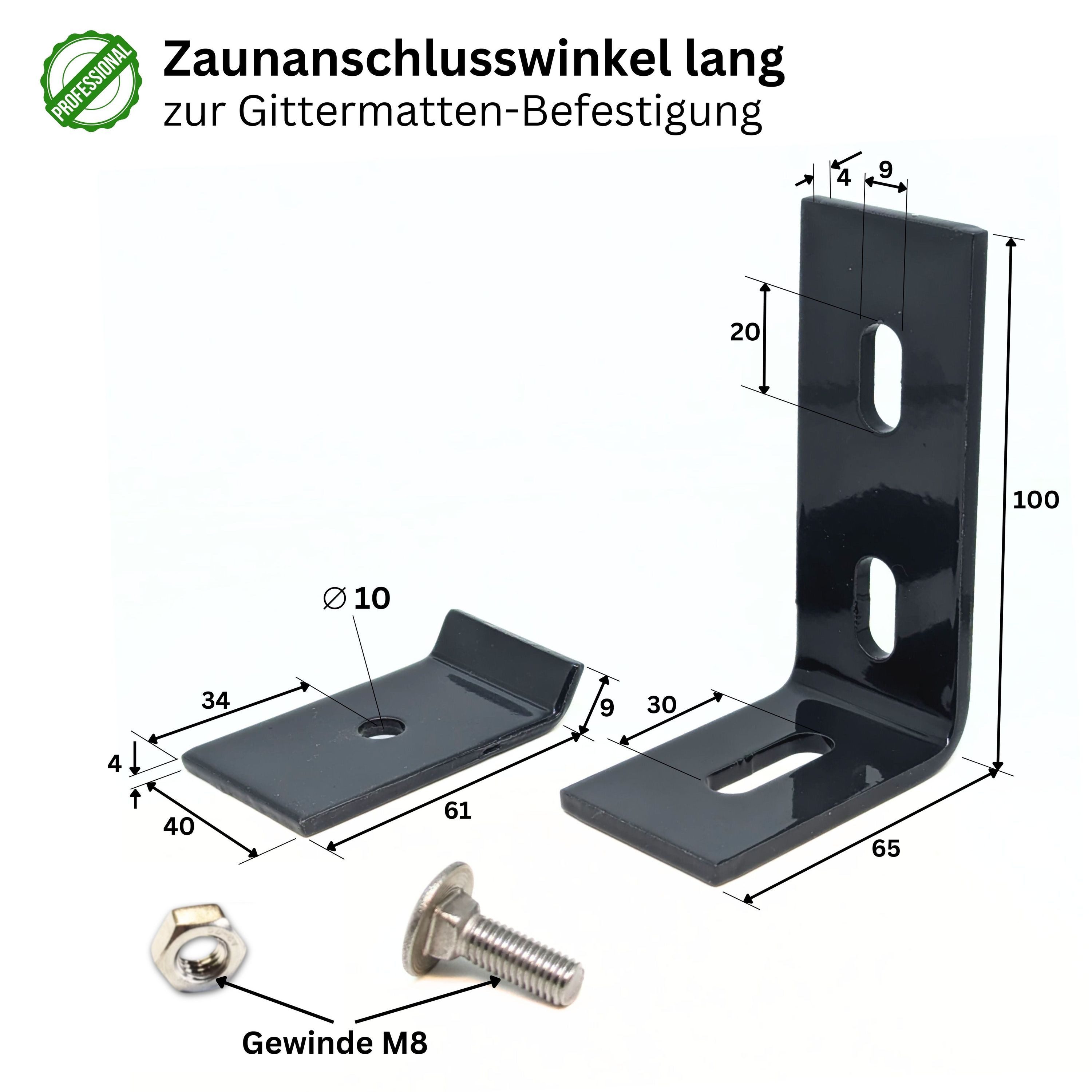 ZAUNIVERSUM Doppelstabmattenzaun 3x Zaunanschlusswinkel Doppelstabmatten Anthrazit (RAL 7016), (3x, Stück), verzinkt und pulverbeschichtet