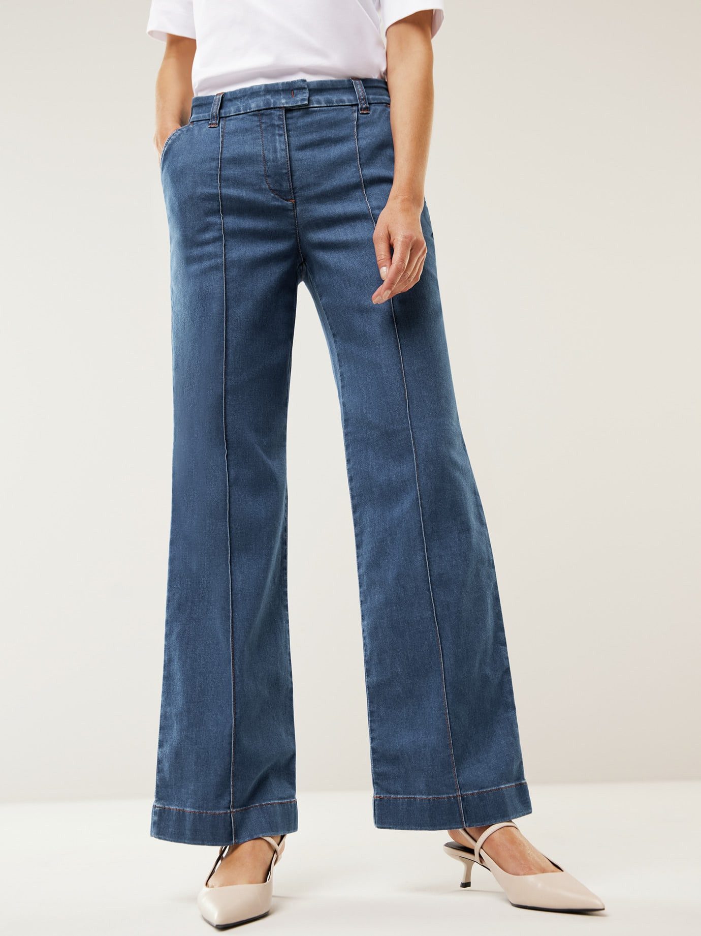Walbusch Marlene-Hose Damen Marlene-Hose mit Biese Regular Fit, modern, pflegeleicht, atmungsaktiv, Kurzgröße