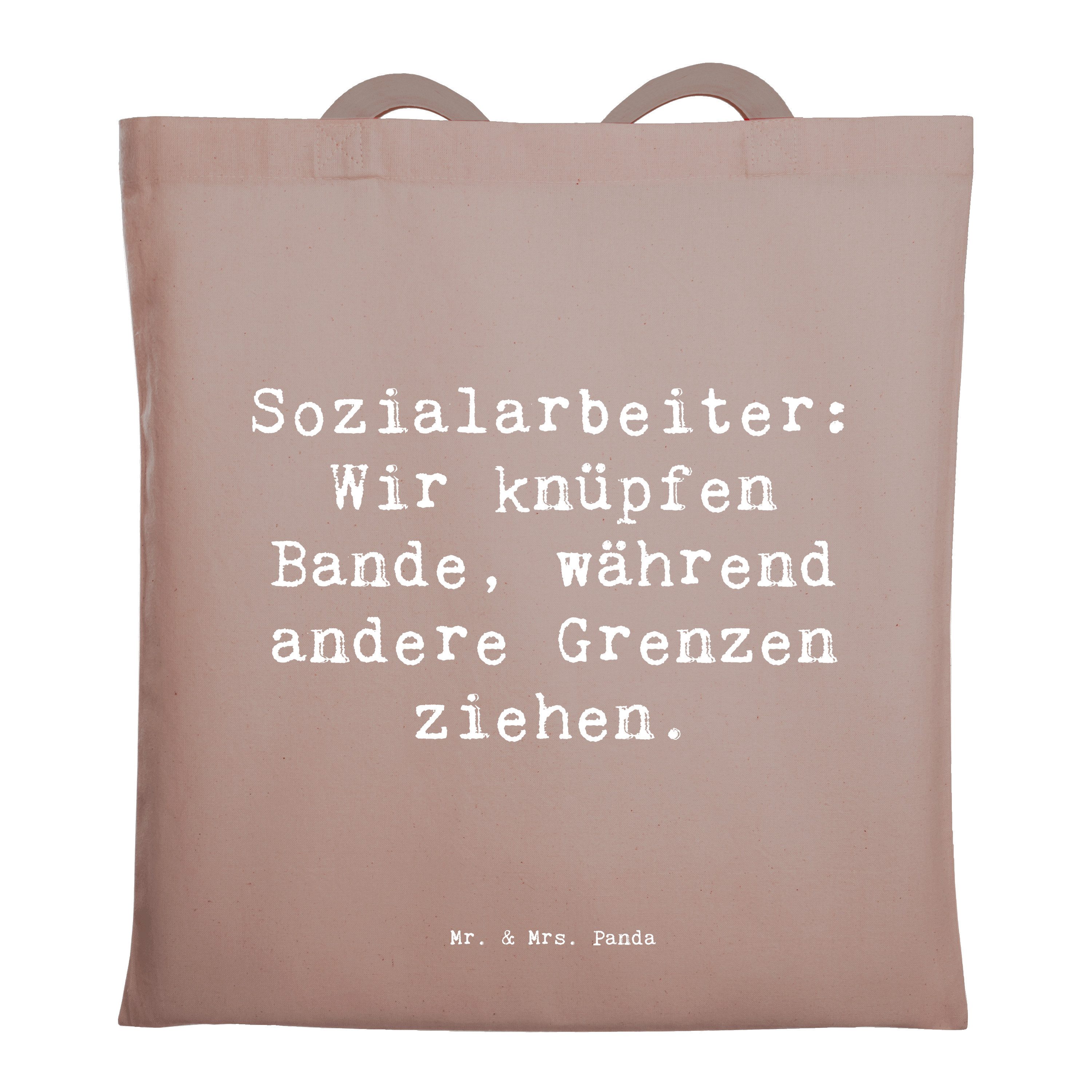 Tragetasche Spruch Sozialarbeiterin Bande knüpfen - Braun Pastell - Geschenk, Gre