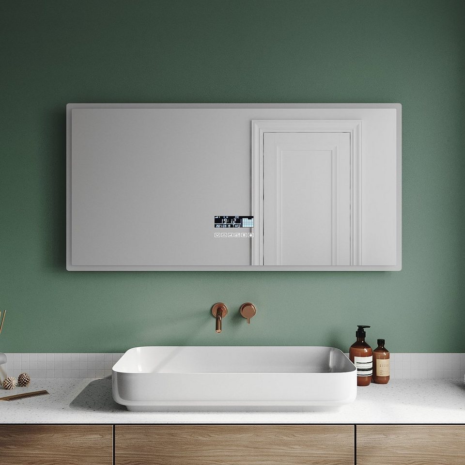 sonni badspiegel bad spiegel mit beleuchtung, mit/ohne  bluetooth-lautsprecher, 120 x 60, anti-beschlag-funktion,  beschlagfrei,lichtspiegel, ip44,