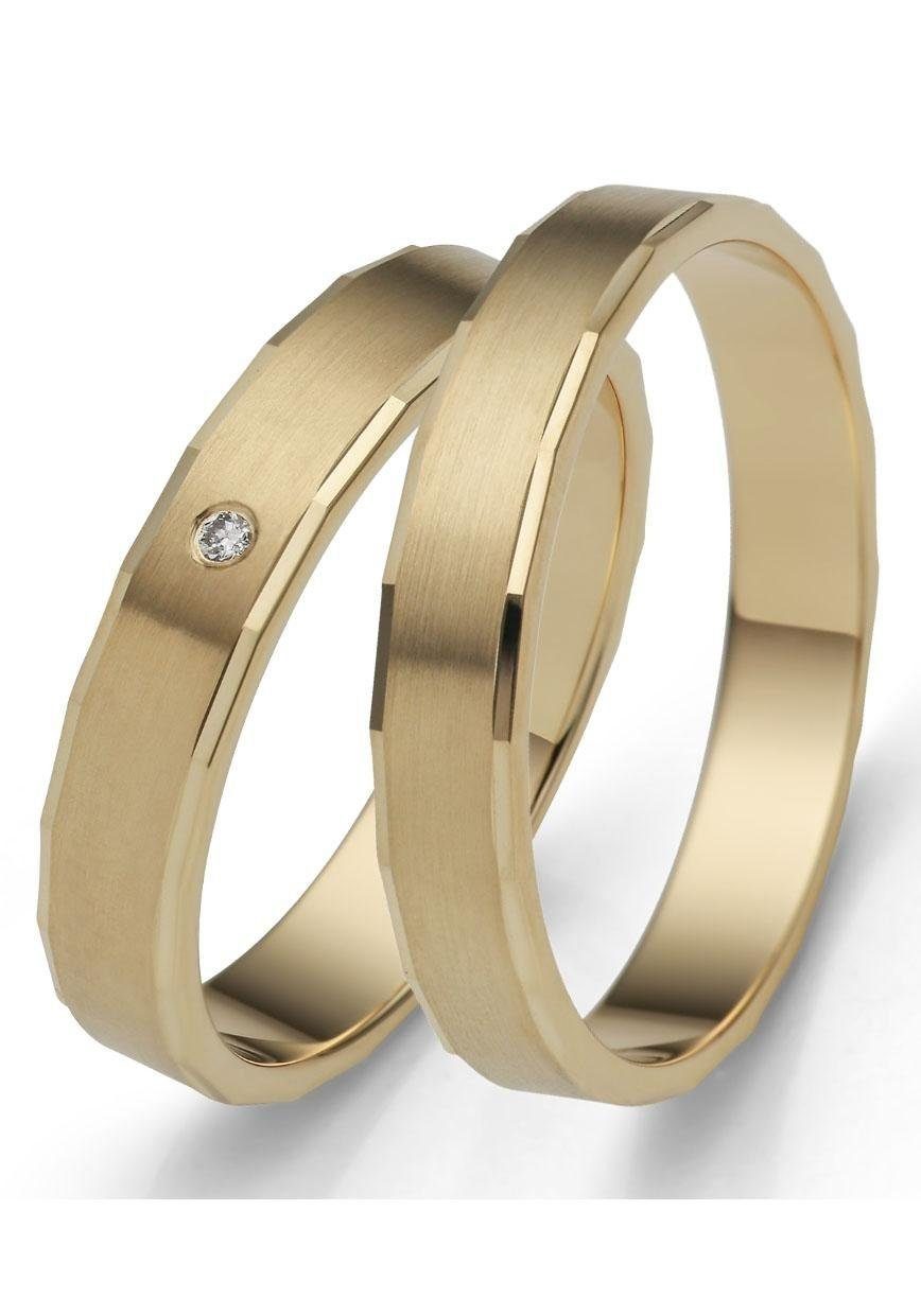 Firetti Trauring Schmuck Geschenk Gold 375 Hochzeit Ehering "LIEBE", Made in Germany - mit o. ohne Brillant/Diamant gelbgoldfarben