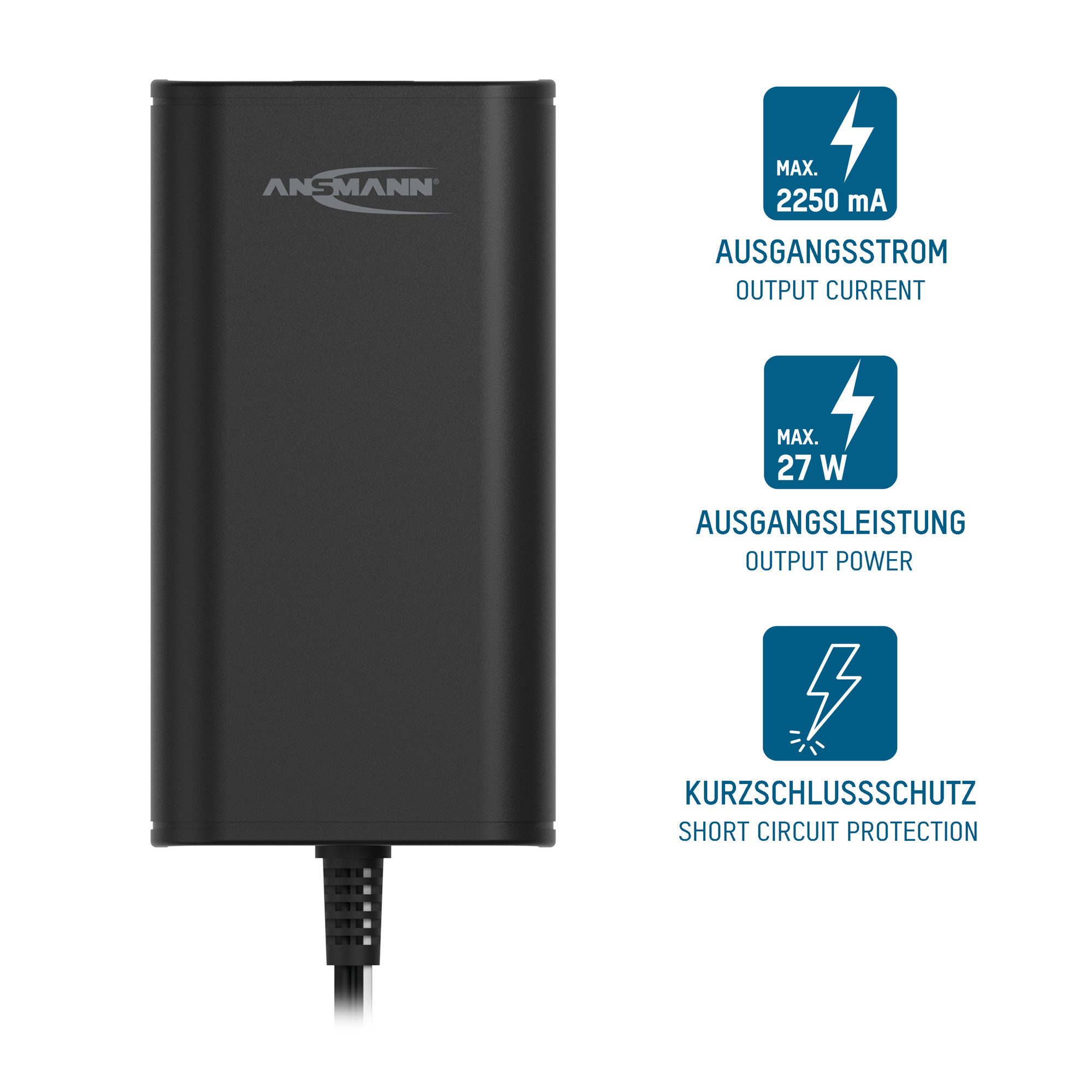 ANSMANN AG 12V Netzteil APS 2250L max. 2250mA (inkl. 7 Adapter) Netzteil