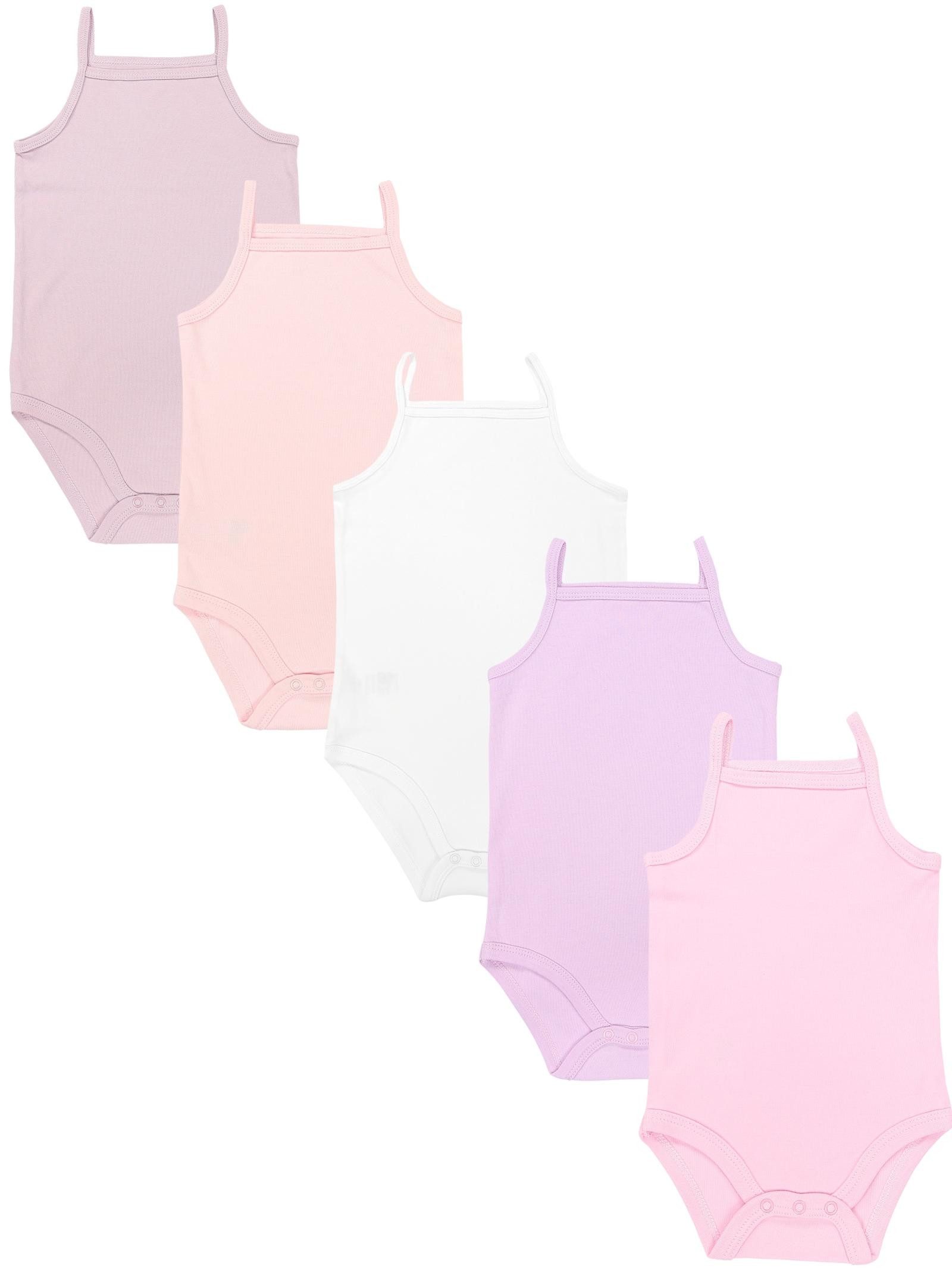 TupTam Body Baby Mädchen Body Ärmellos Sommer Babybody Spaghettiträger 5er Pack