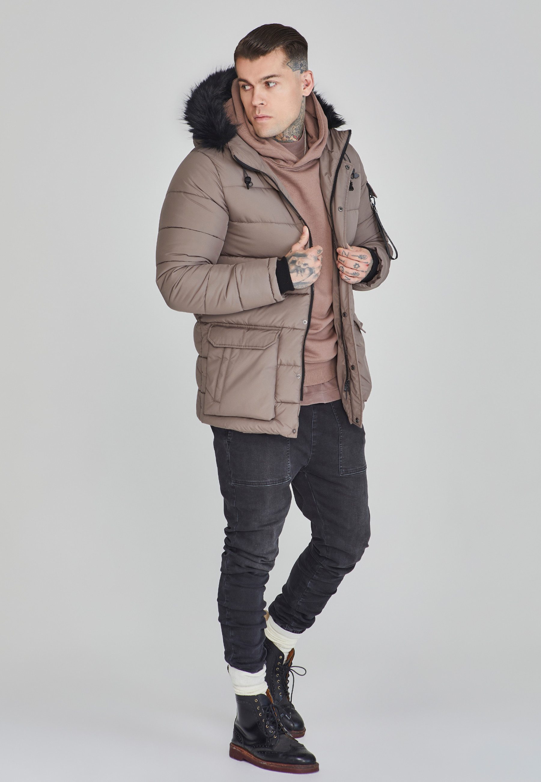 Siksilk Parka SikSilk Herren Beige Parka günstig online kaufen