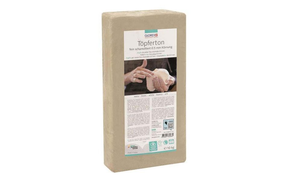 Glorex Bastelnaturmaterial Glorex Töpferton 10 kg, weiß, feinschamottiert 0,5
