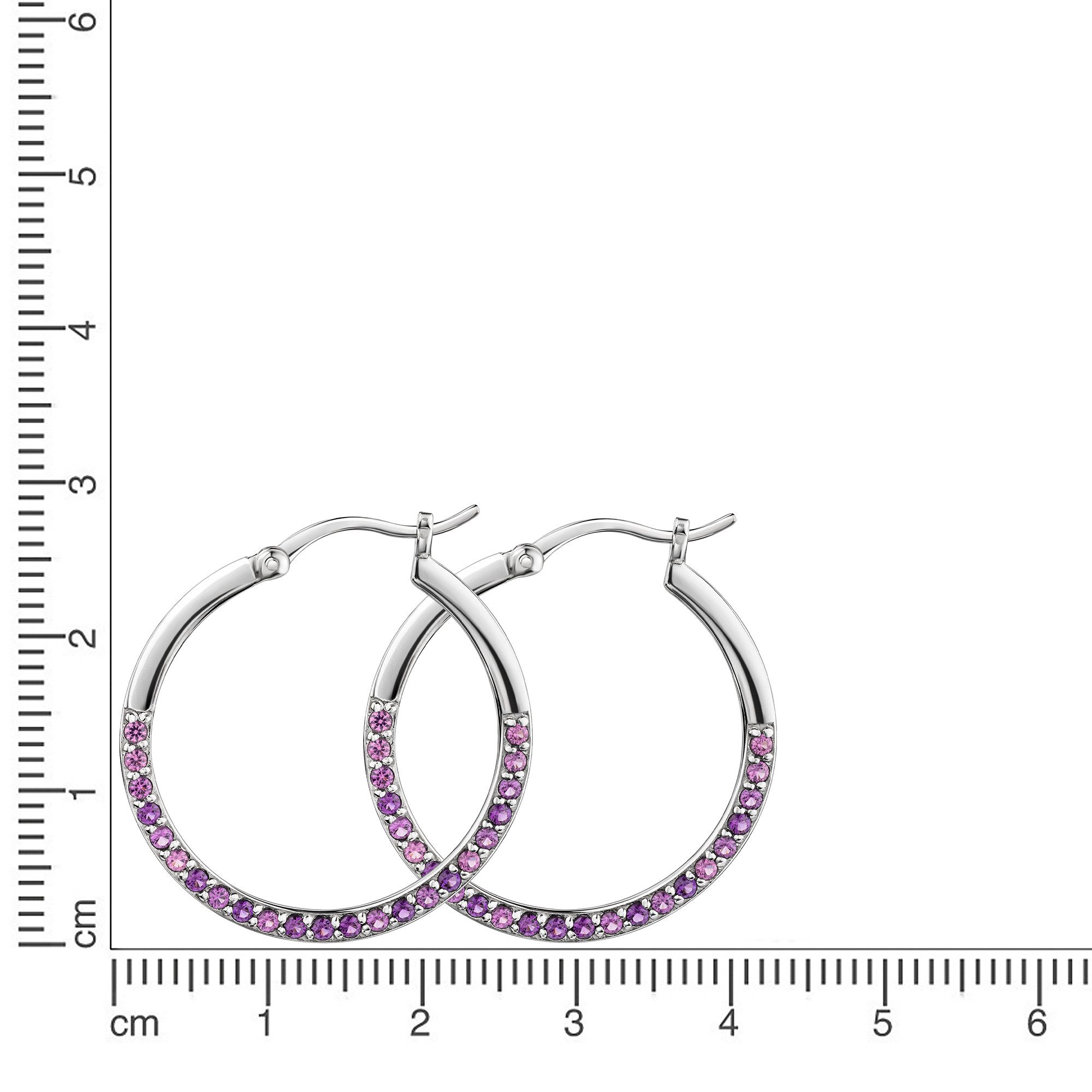 Firetti Paar Creolen Schmuck Geschenk Silber 925 Ohrschmuck Ohrringe, mit Kristallstein (synth)