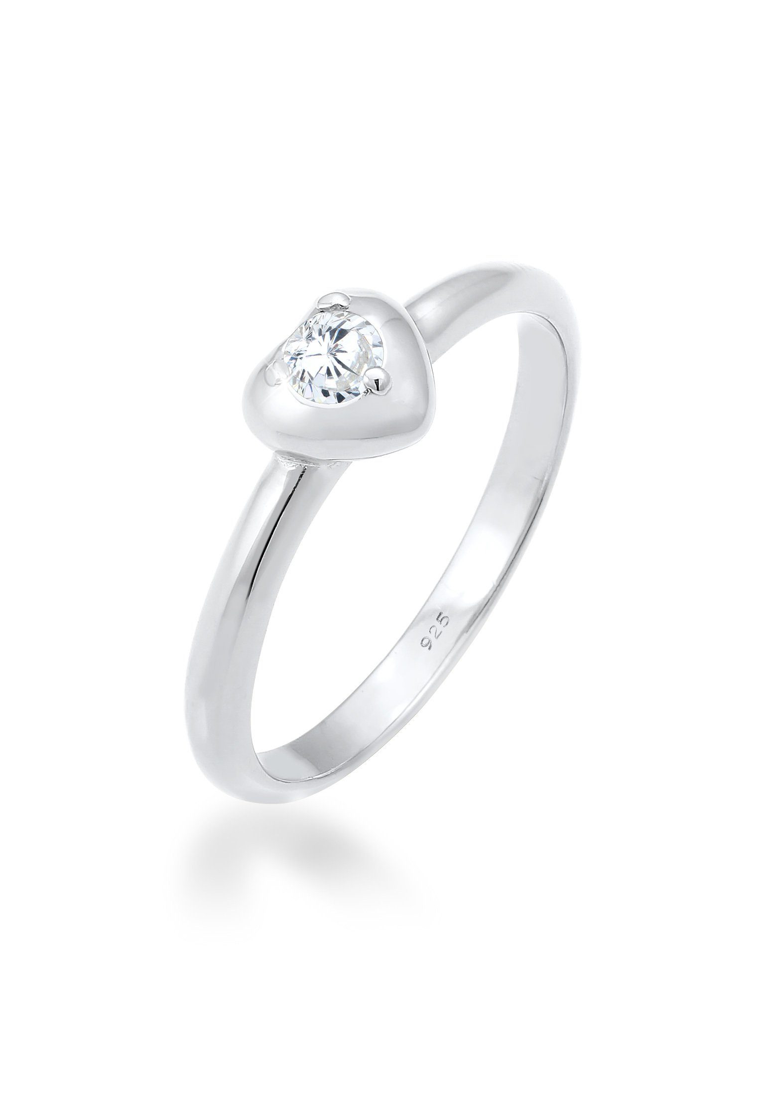 Verlobung Symbol Zirkonia Elli anlaufgeschützt Silber, Fingerring Silberschmuck Valentin hochglanzpoliert und Herz 925