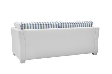 Empinio24 Sofa Wales, 2-3 Sitzer, mit Federkern, weiss blau gestreift