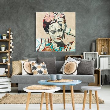 Bilderdepot24 Leinwandbild Kunstdruck Modern Malerei Frida Kahlo beige Bild auf Leinwand XXL, Bild auf Leinwand; Leinwanddruck in vielen Größen